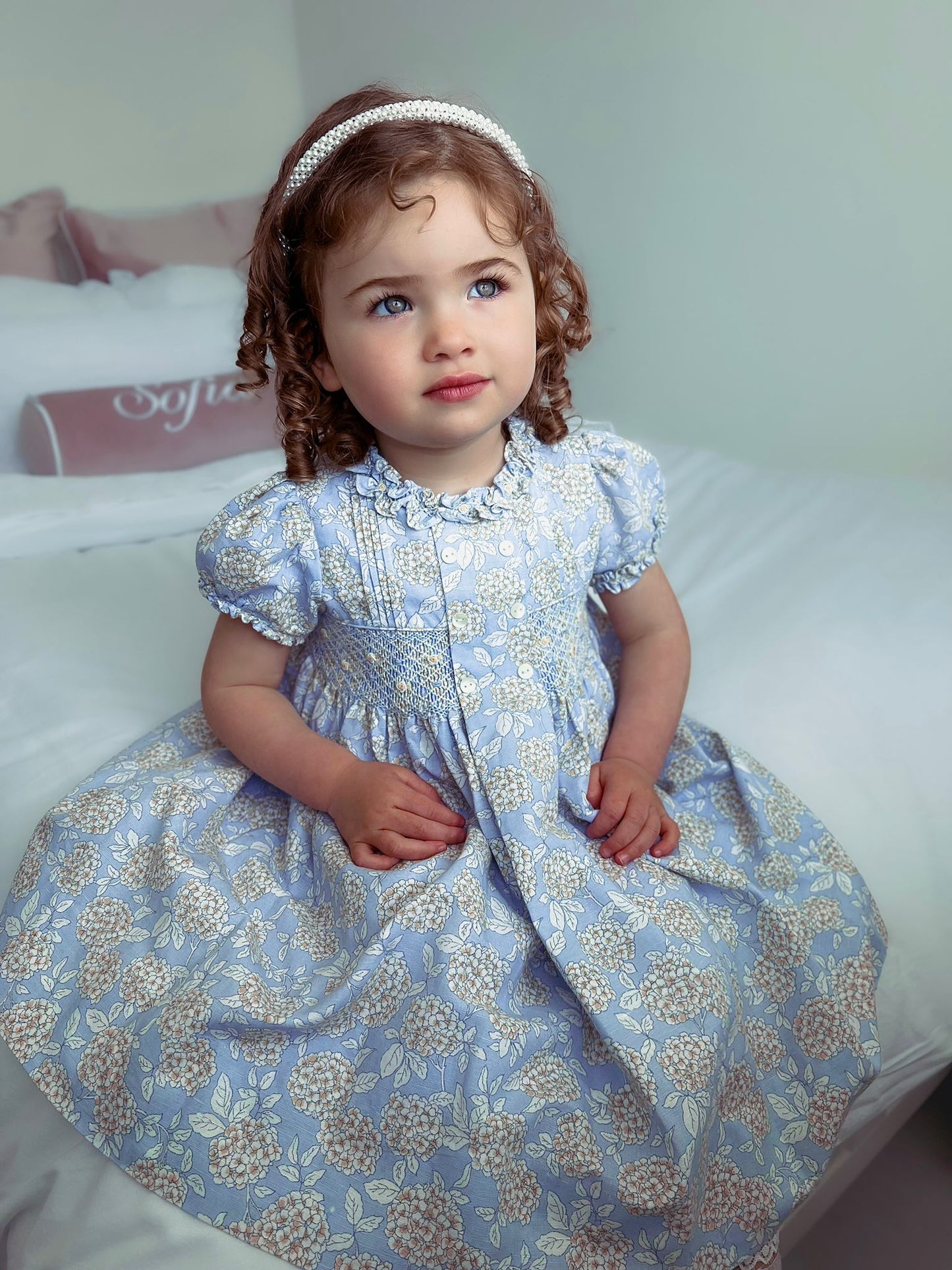 Sarah Louise Blue Hydrangea Smocked Dress - Rose & Albert