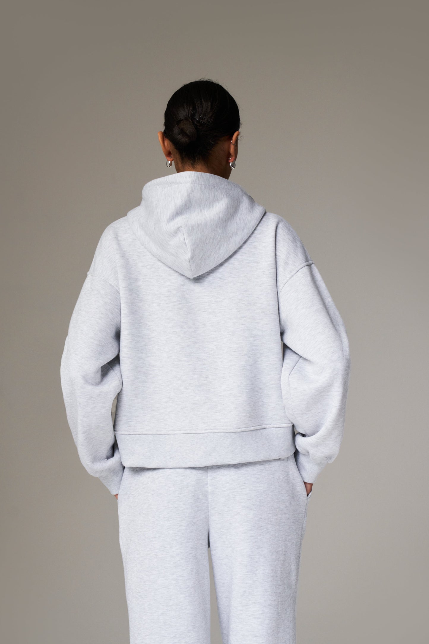 CTRE CROPPED ZIP THROUGH HOODIE - GREY MARL