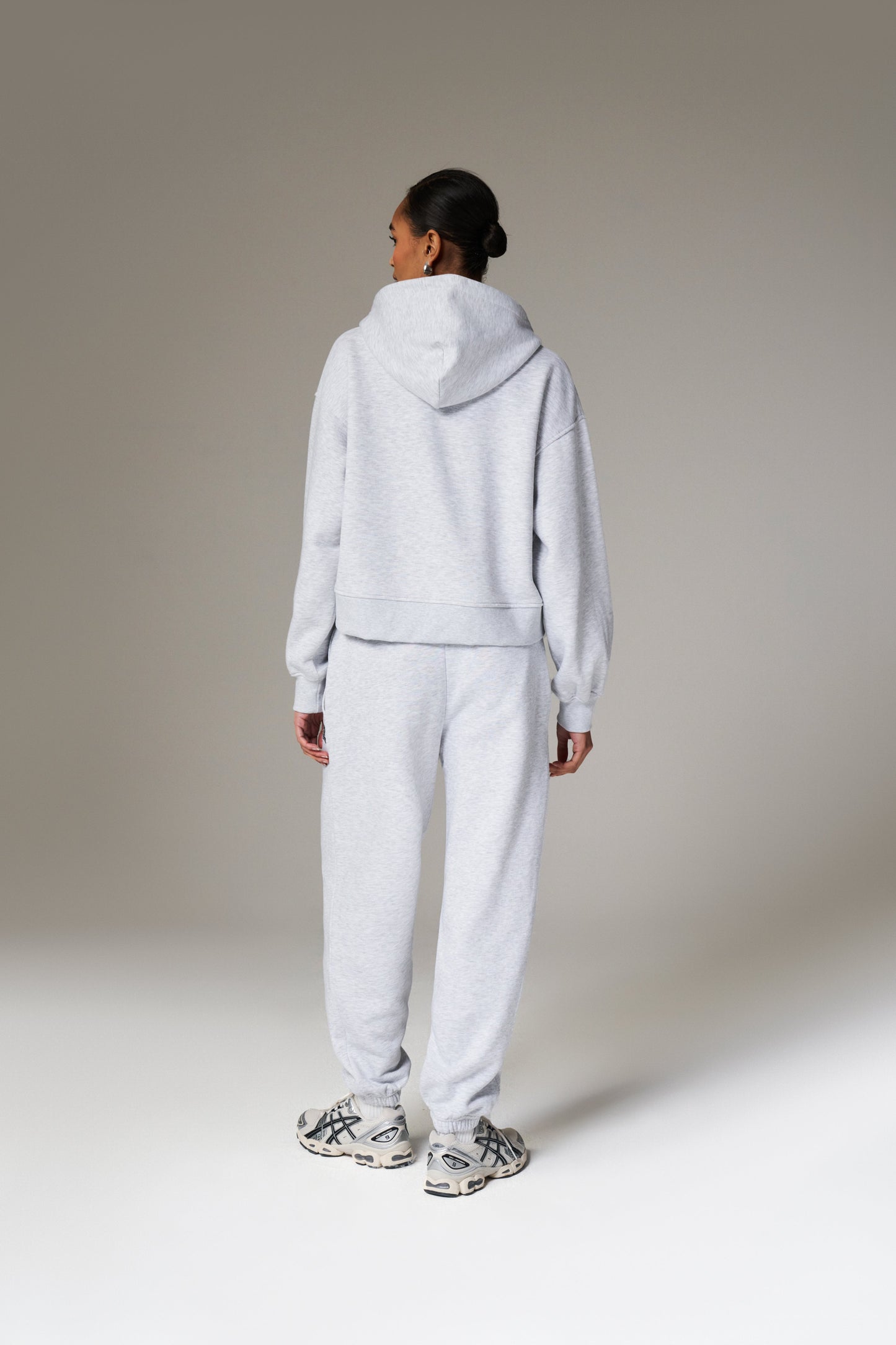 CTRE CROPPED ZIP THROUGH HOODIE - GREY MARL