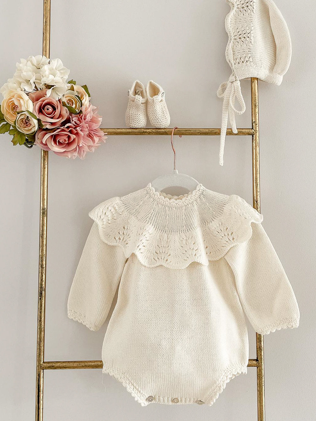 Fofettes Large Frill Collar Knitted Romper - Rose & Albert