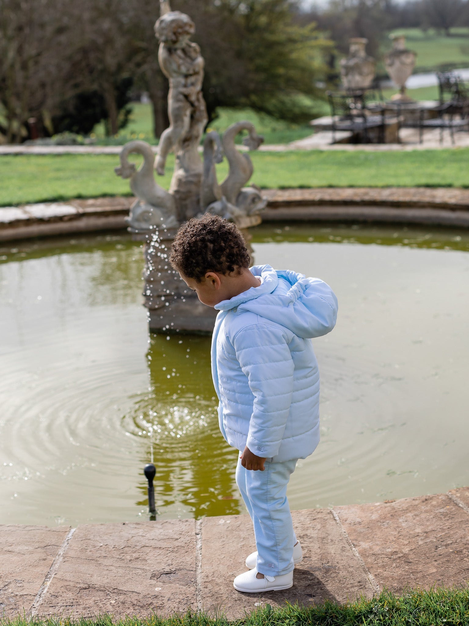 Emile et Rose 'Neil' blue padded jacket with mitts - Rose & Albert