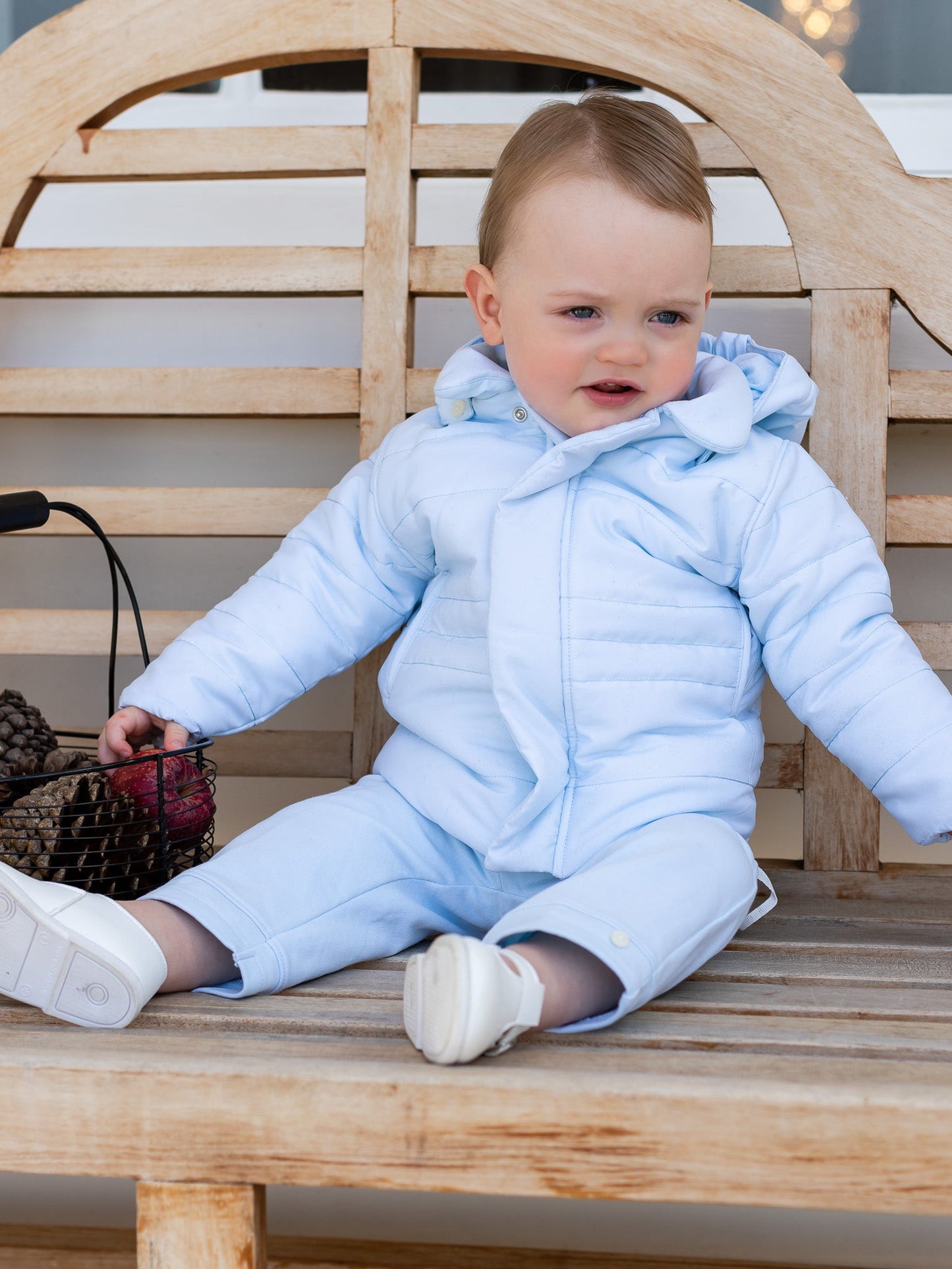 Emile et Rose 'Neil' blue padded jacket with mitts - Rose & Albert