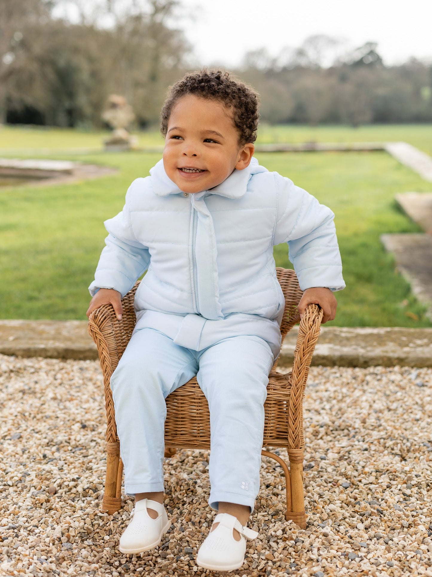 Emile et Rose 'Neil' blue padded jacket with mitts - Rose & Albert