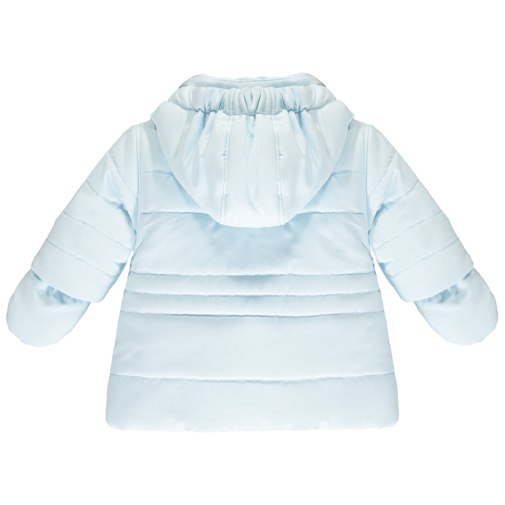 Emile et Rose 'Neil' blue padded jacket with mitts - Rose & Albert
