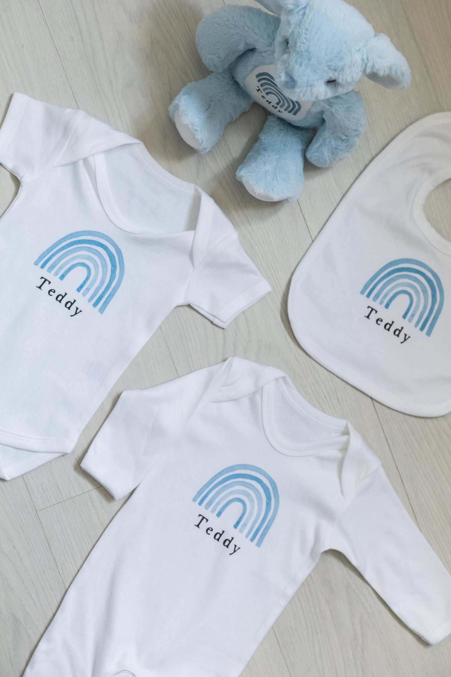 New Baby Gift Set - Blue Rainbow Design