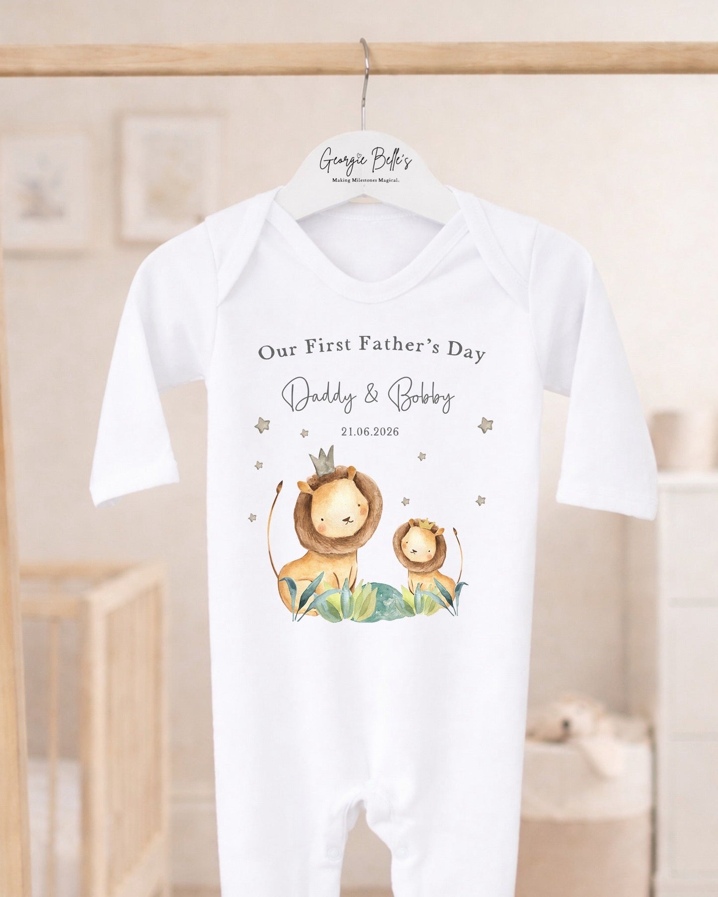 Personalised My First Father's Day Baby Vest / Babygrow - Lion Design