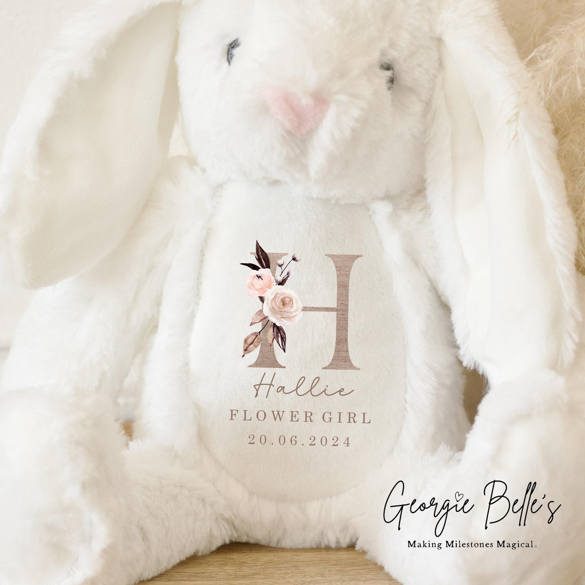 Personalised Flower Girl Babygrow / Short Sleeve Vest - Linen Initial Design