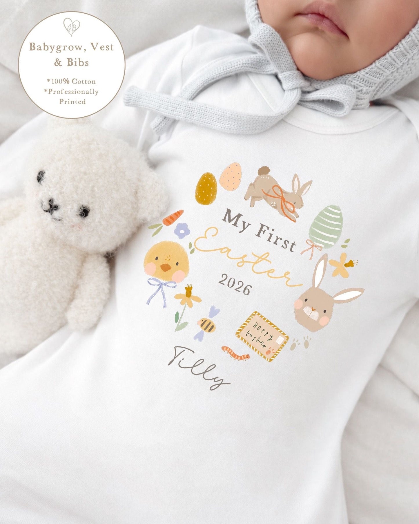 Personalised My First Easter Babygrow / Vest - Chick Wreath Design