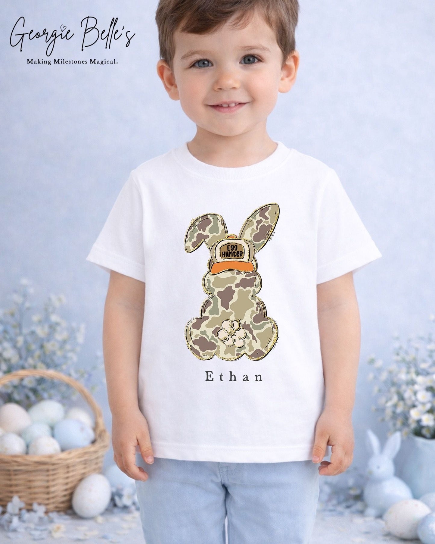 Personalised Easter T-Shirt - Camo Bunny Design