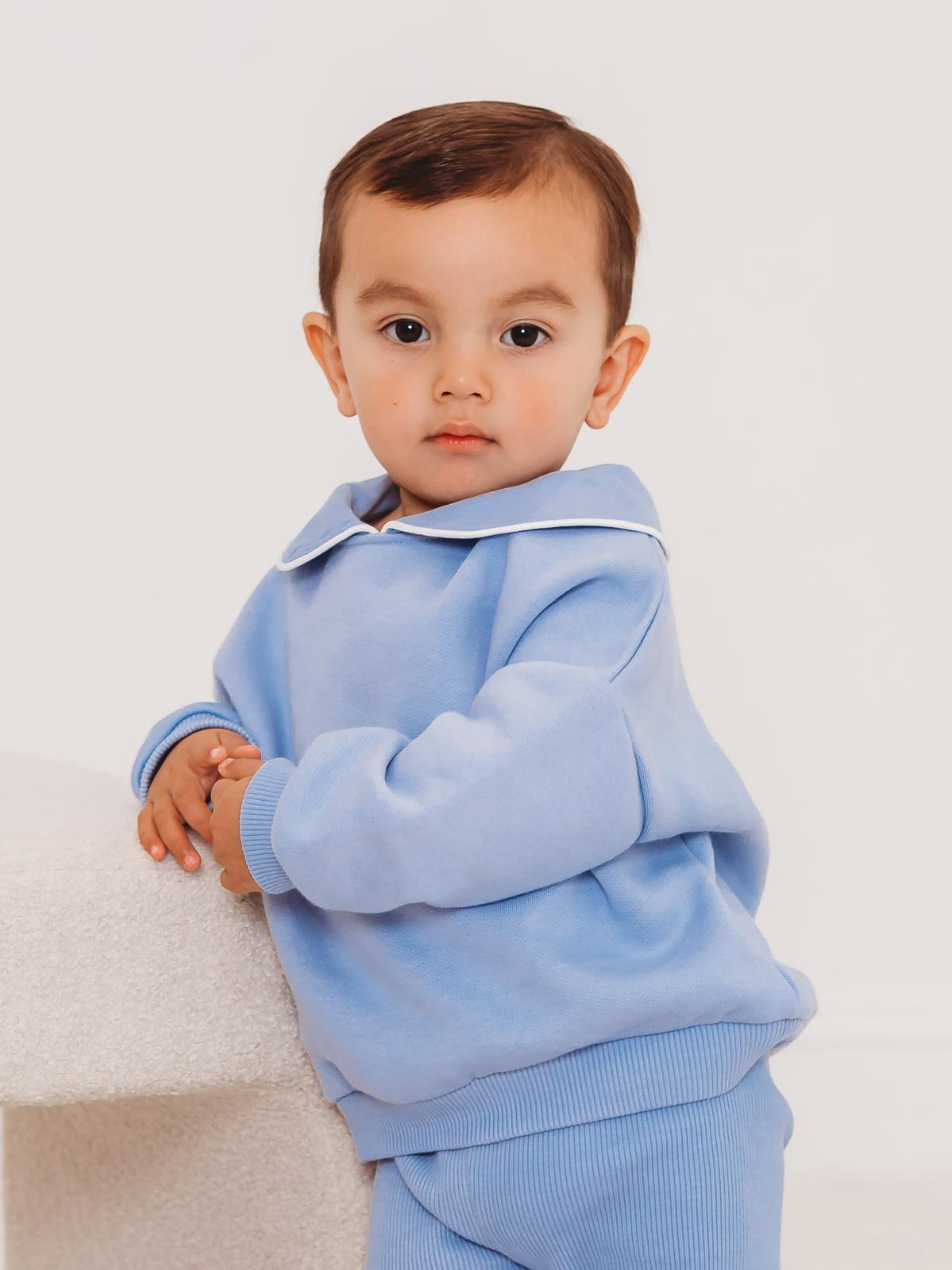 'Ari' Blue peter pan collar sweatshirt & ribbed legging set - Rose & Albert