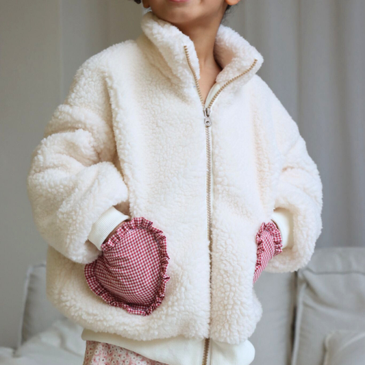 Vintage Gingham Fleece — White Daisy