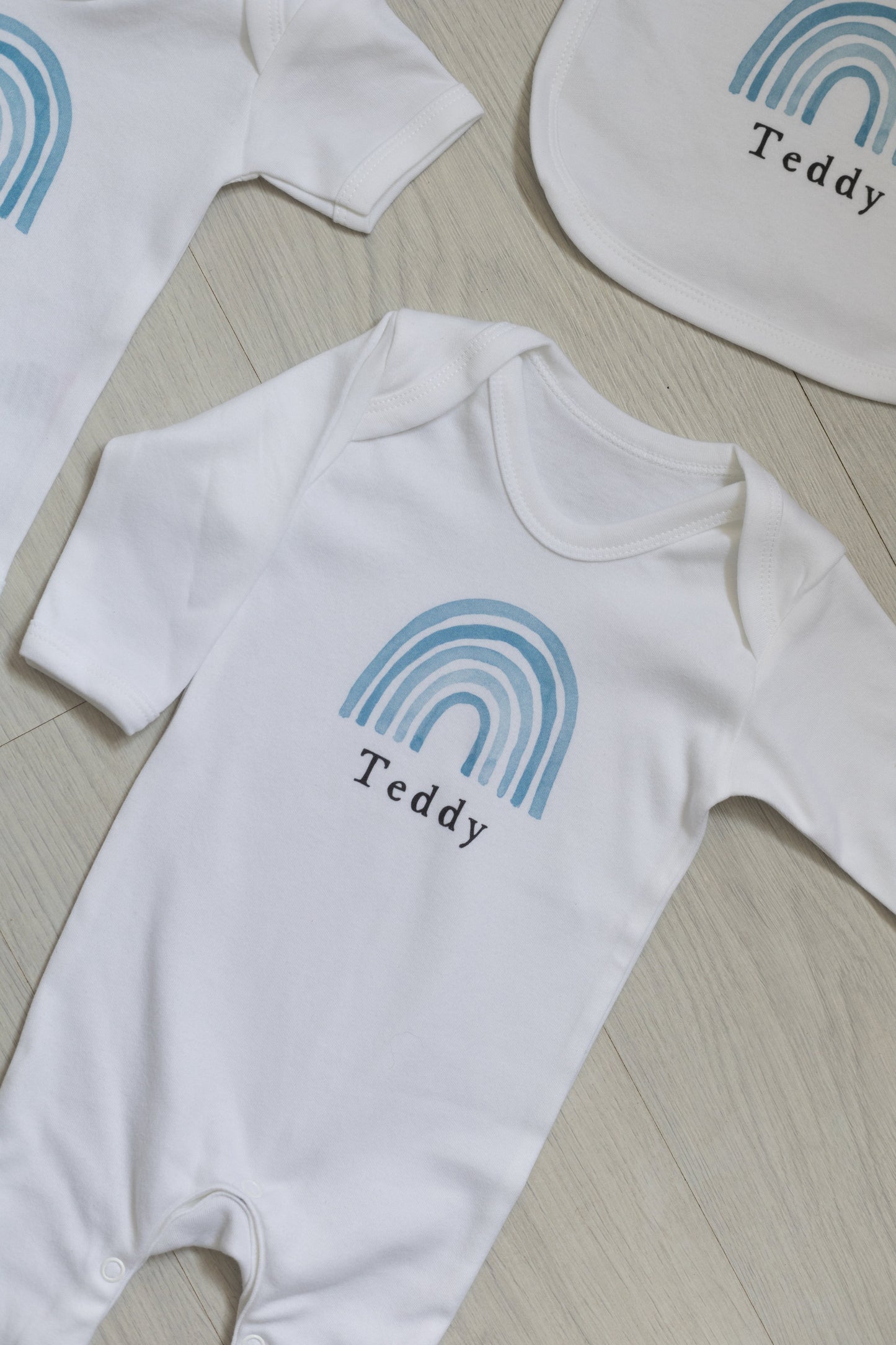 New Baby Gift Set - Blue Rainbow Design