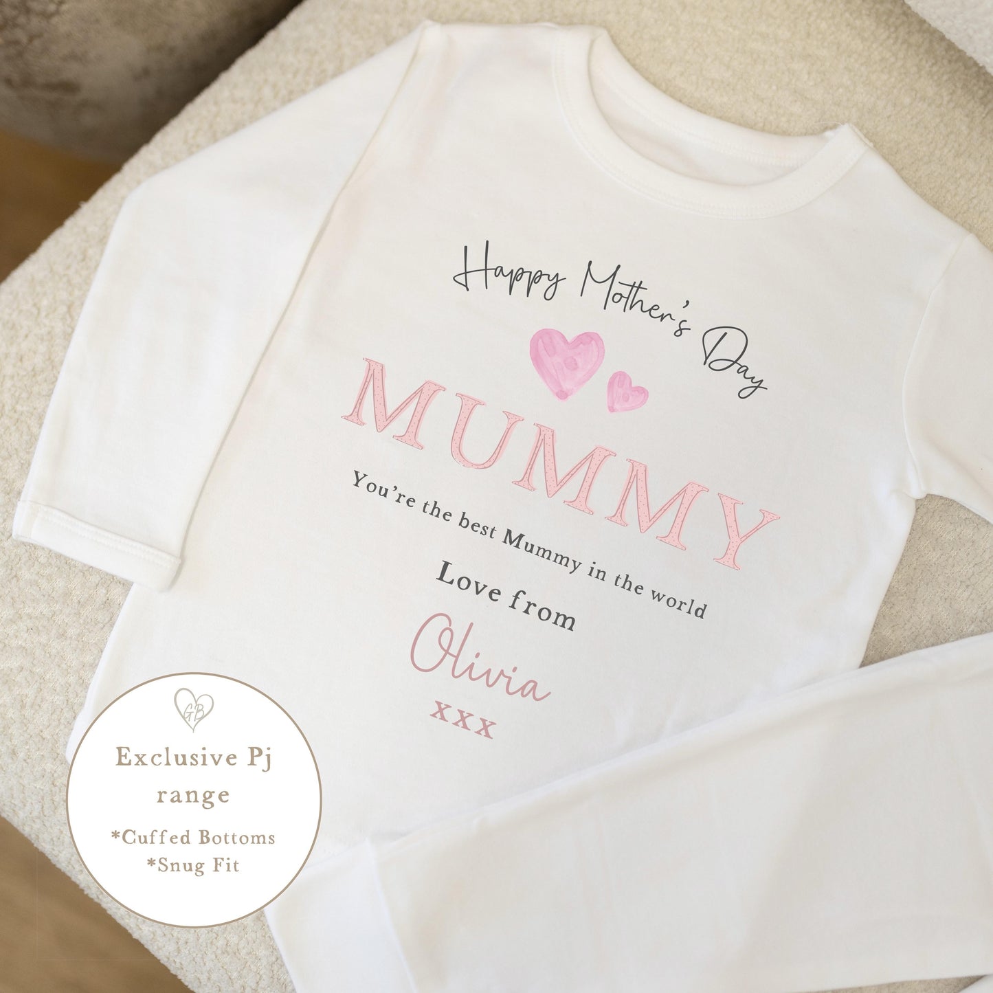 Personalised Mother's Day Pyjamas - Pink Word Design