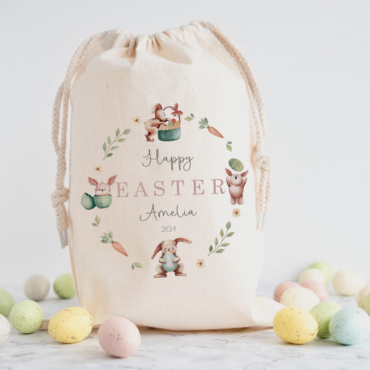 Unisex Personalised Easter Wreath Treat Sack