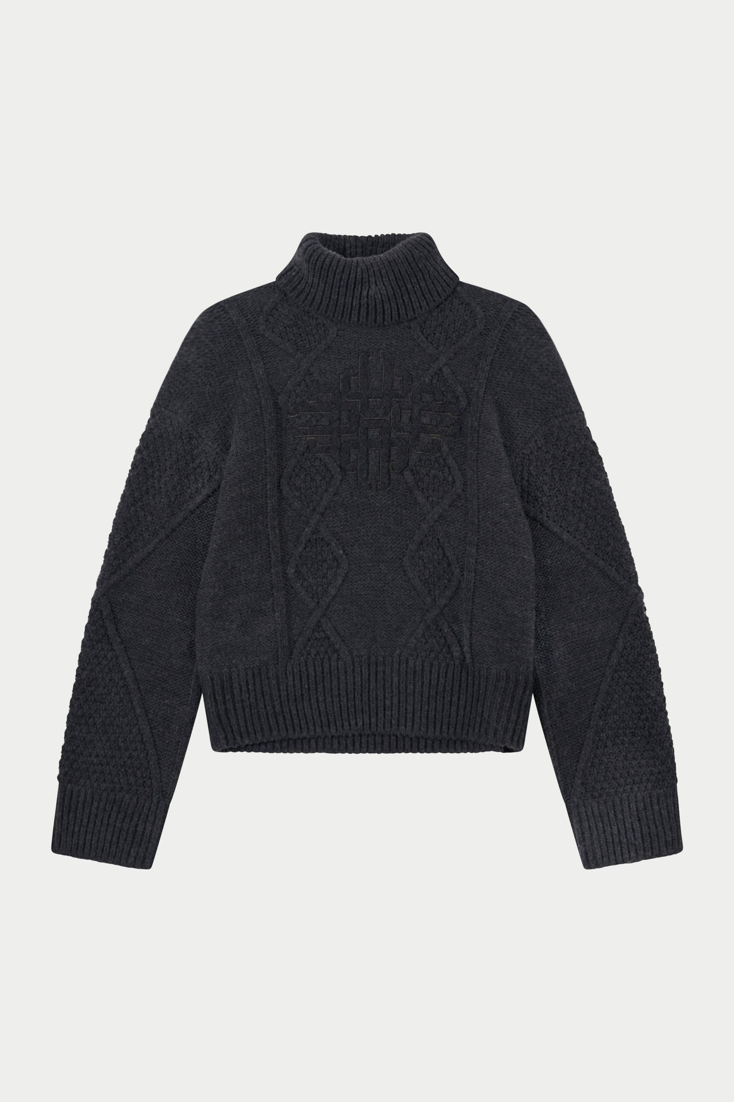 ROLL NECK EMBLEM JUMPER - CHARCOAL