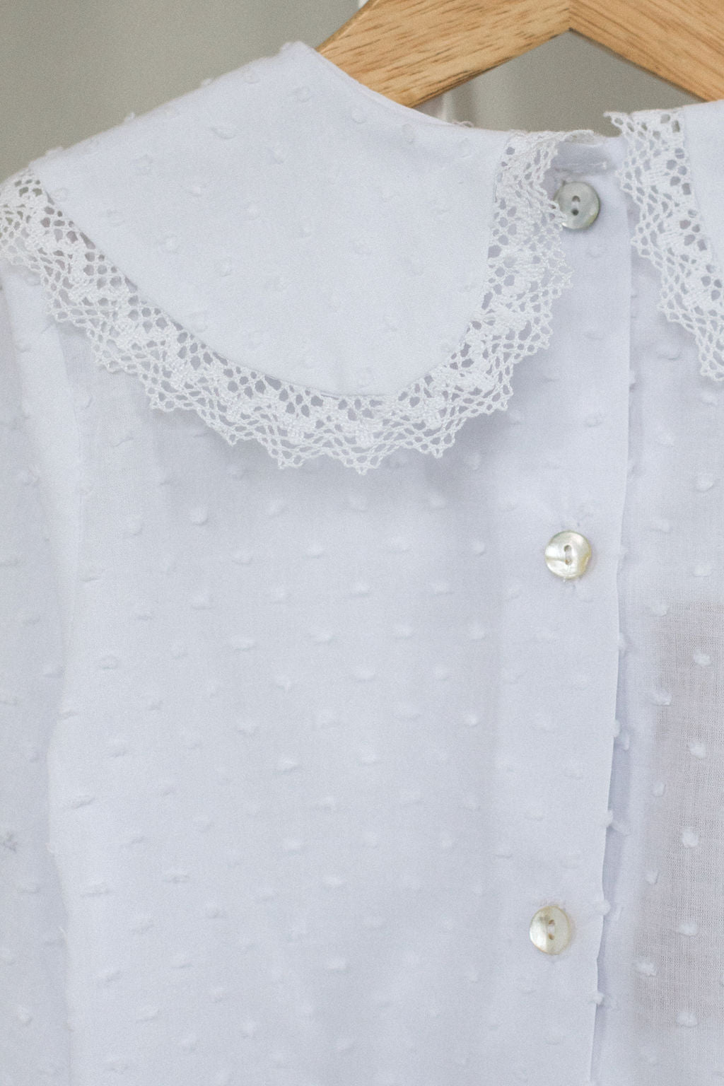 Dotted Swiss Peter Pan Blouse in White