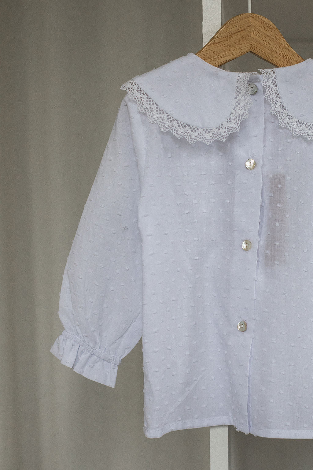 Dotted swiss Peter Pan Blouse in white