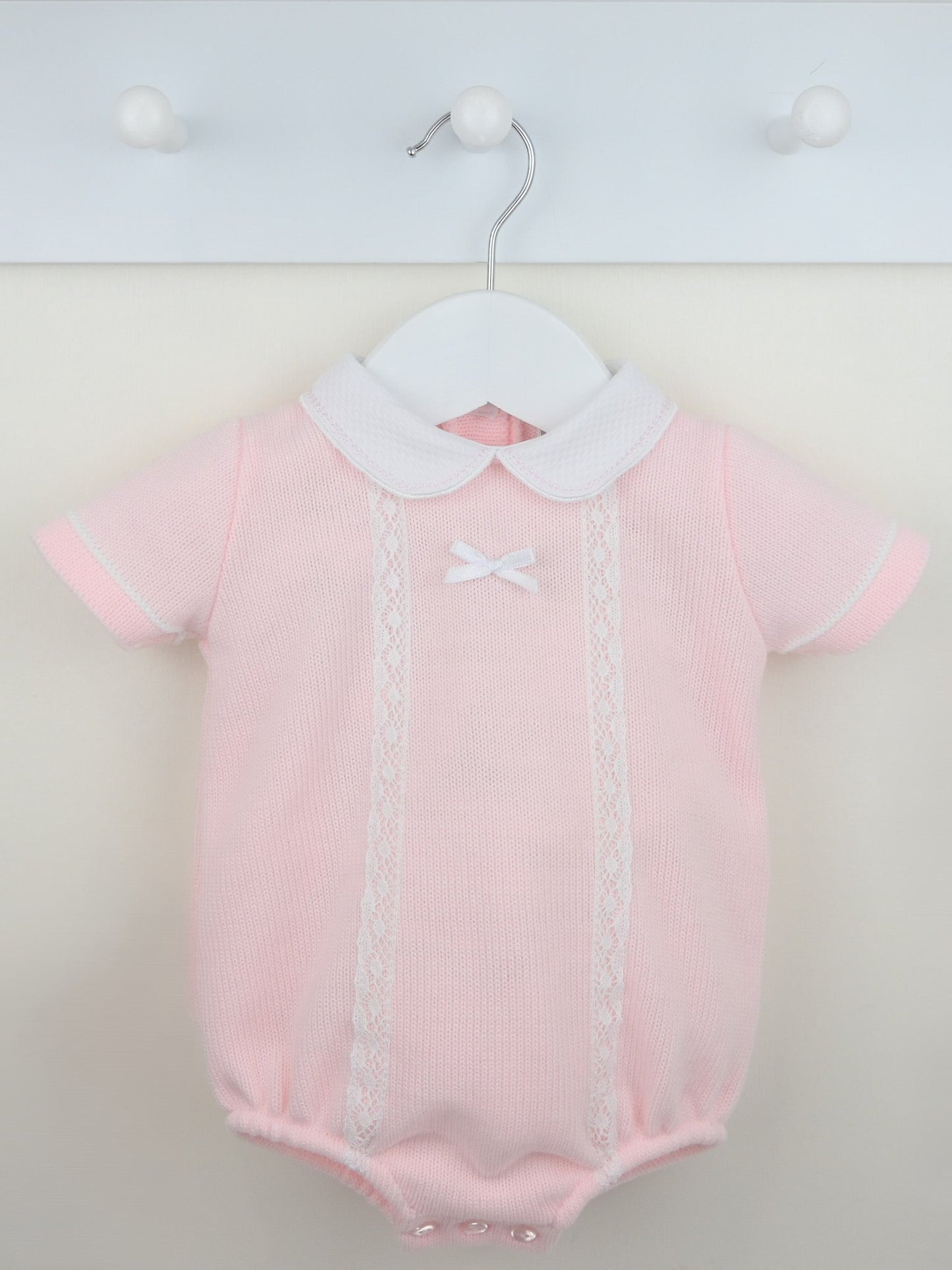Pex 'Martha' pink lace trim romper - Rose & Albert