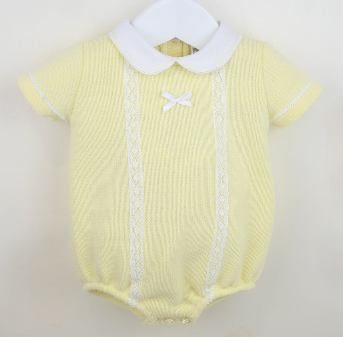 Pex 'Martha' lemon lace trim romper - Rose & Albert