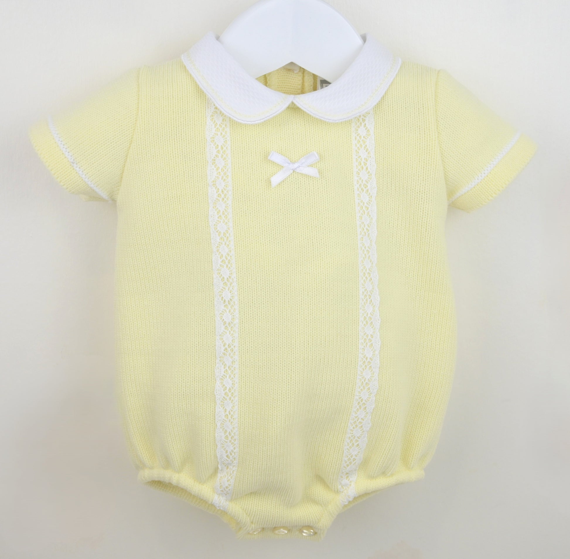 Pex 'Martha' lemon lace trim romper - Rose & Albert