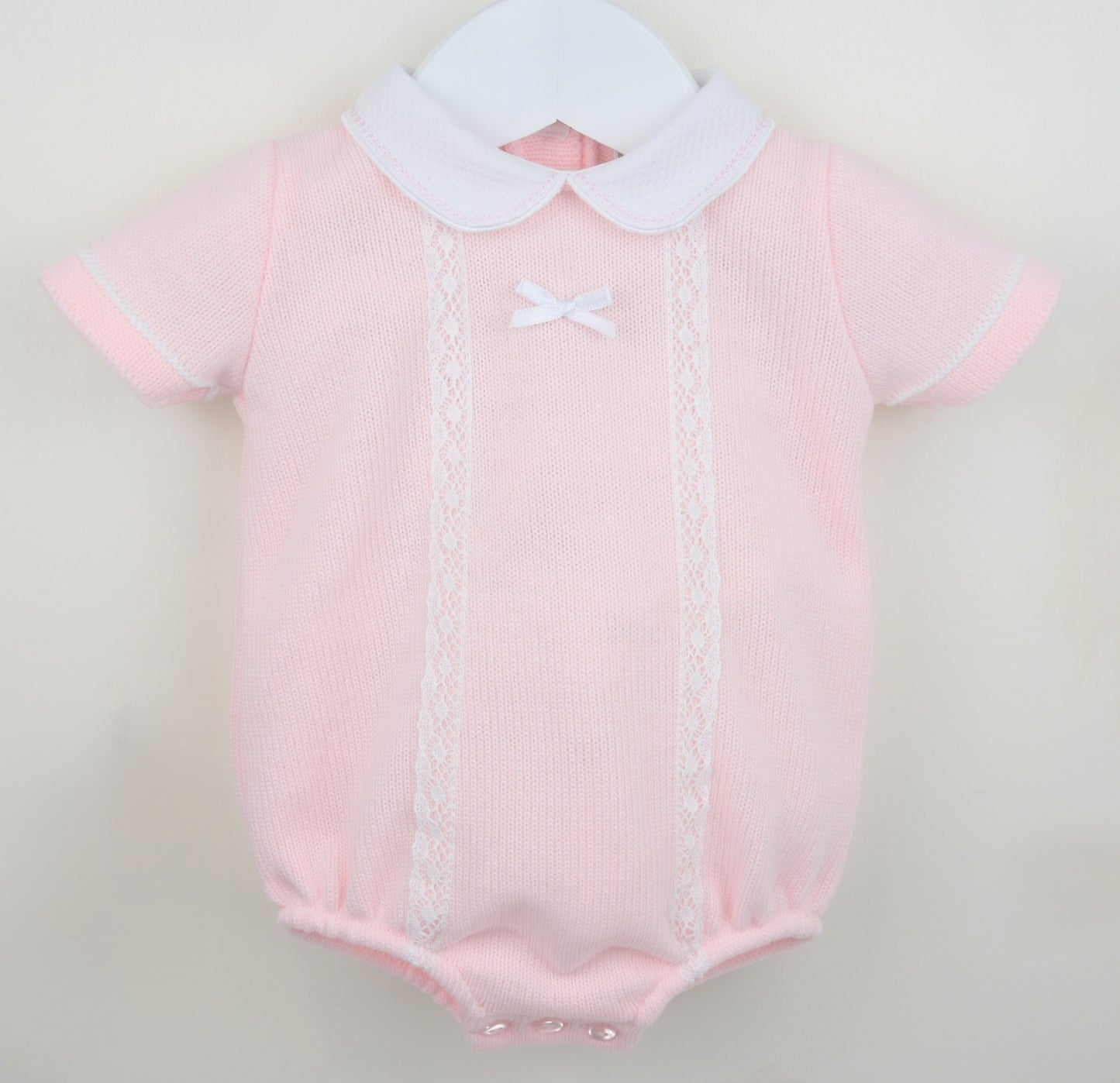 Pex 'Martha' pink lace trim romper - Rose & Albert