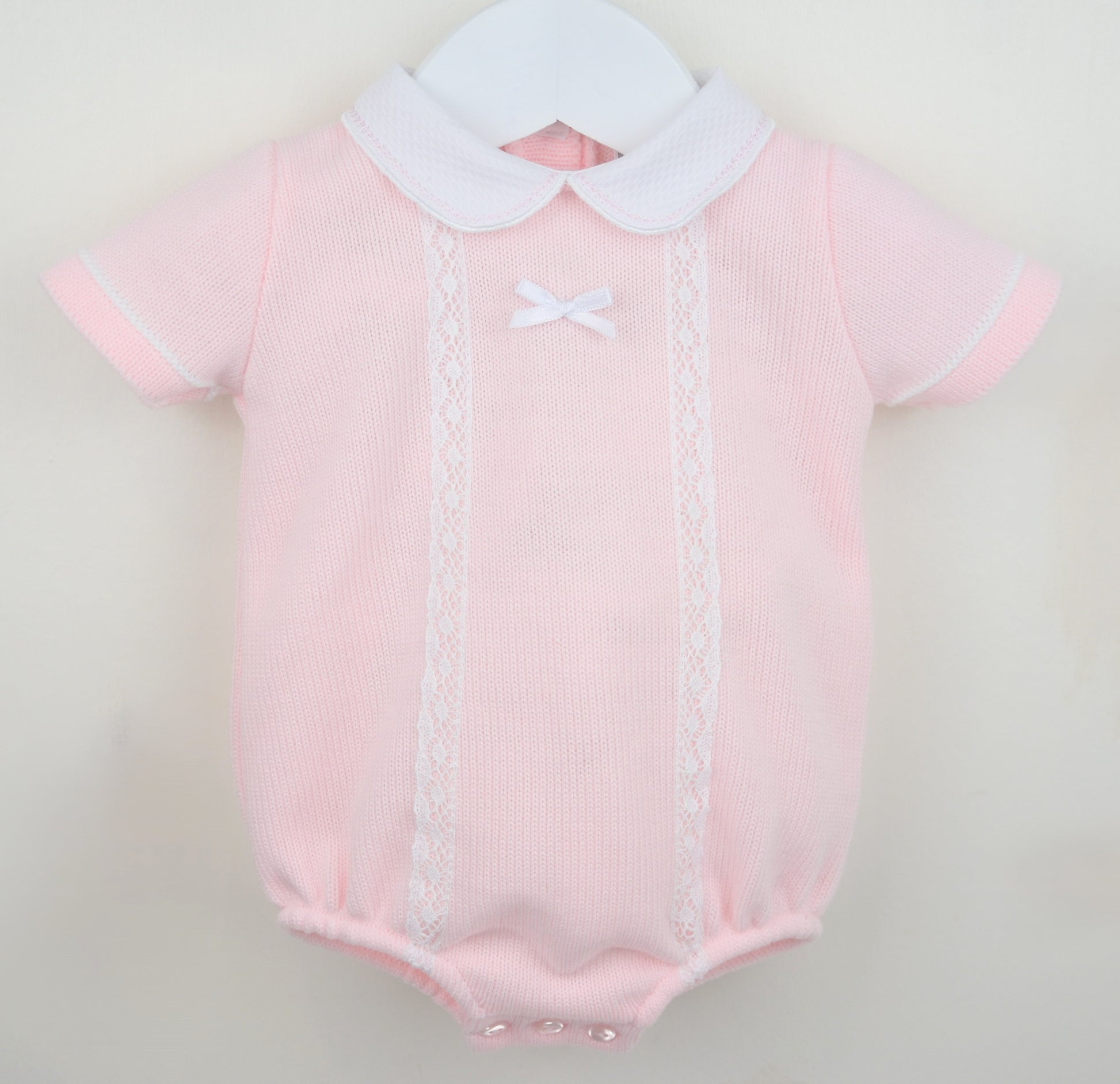 Pex 'Martha' pink lace trim romper - Rose & Albert