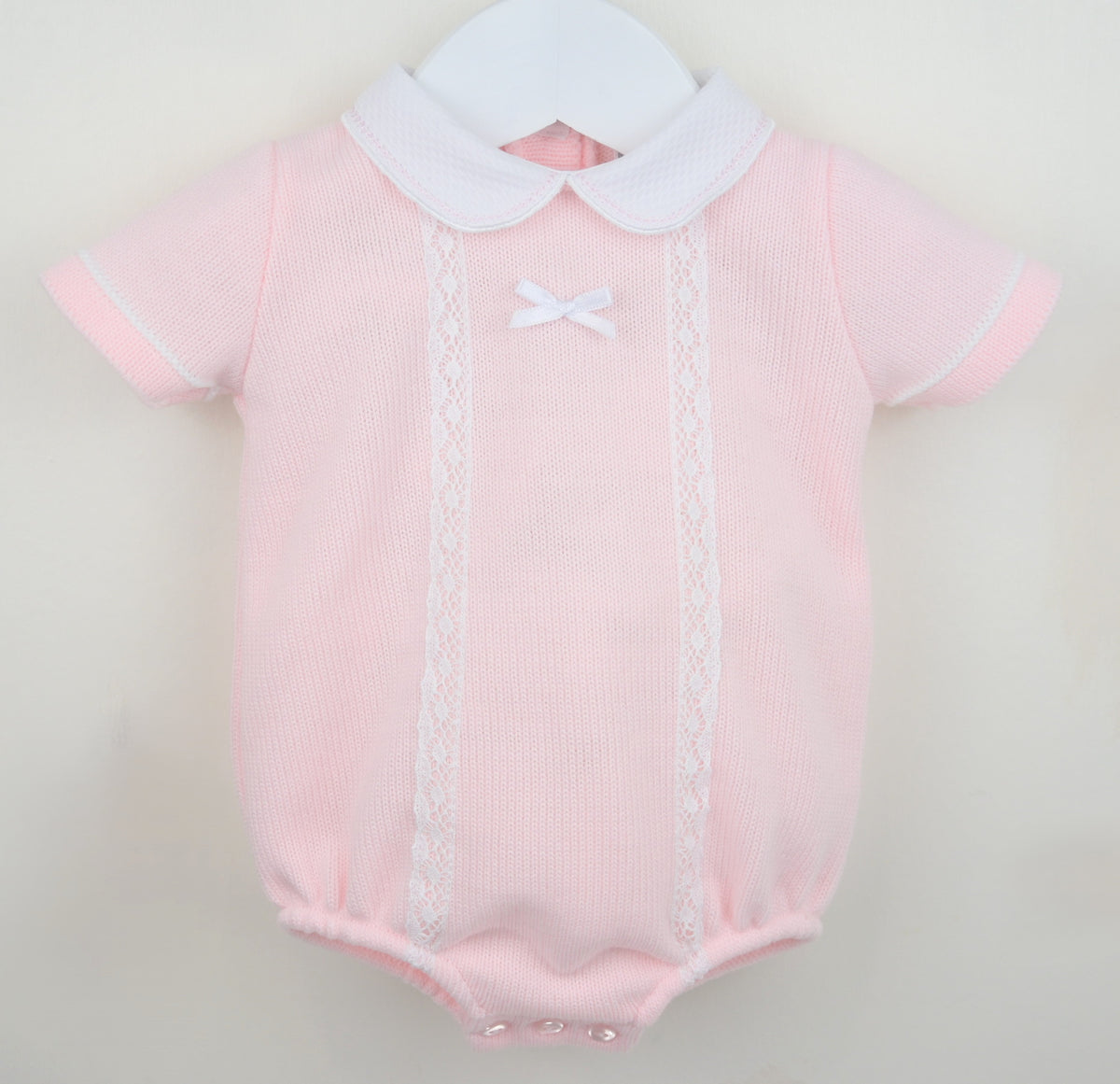 Pex 'Martha' pink lace trim romper - Rose & Albert