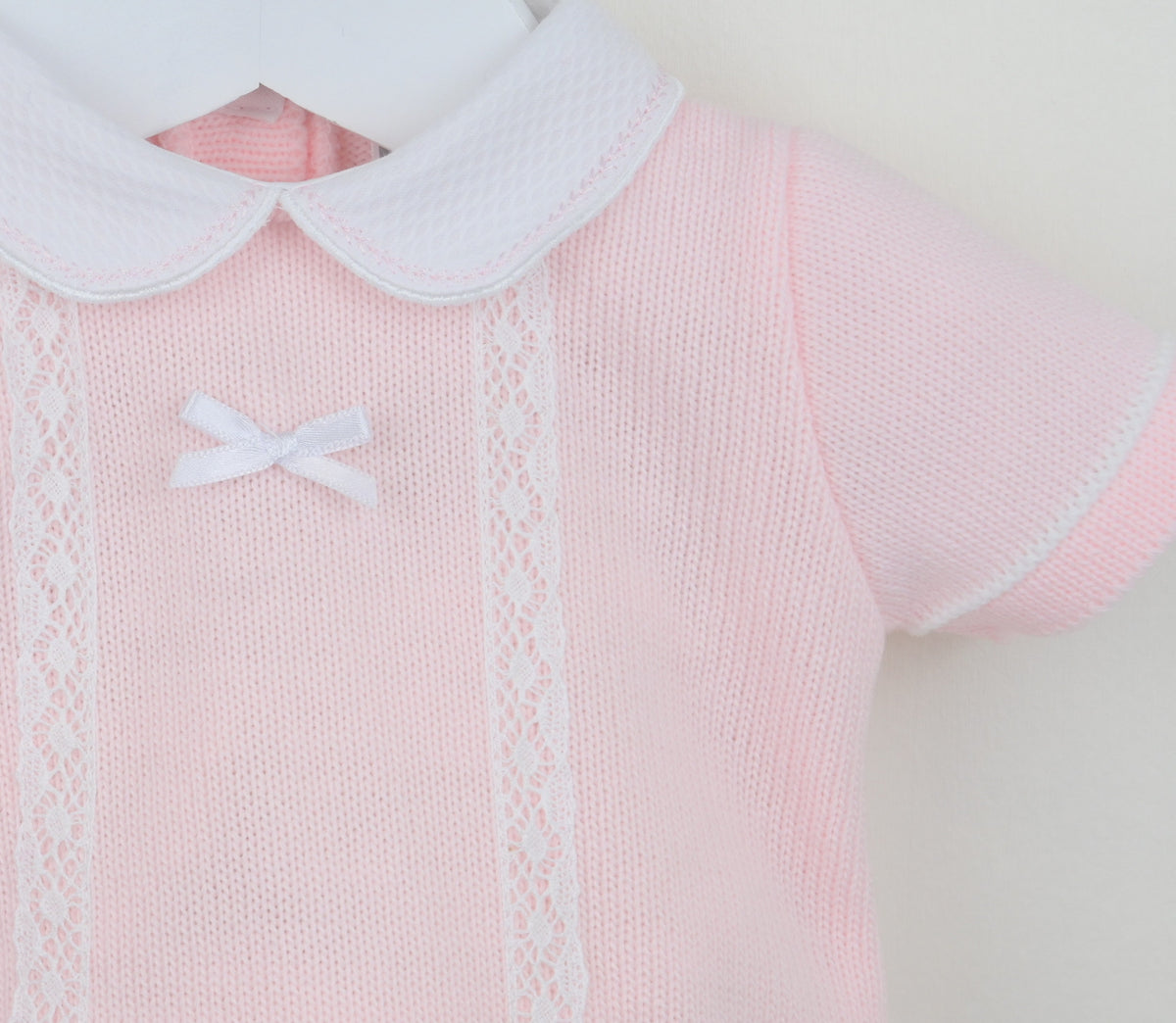 Pex 'Martha' pink lace trim romper - Rose & Albert