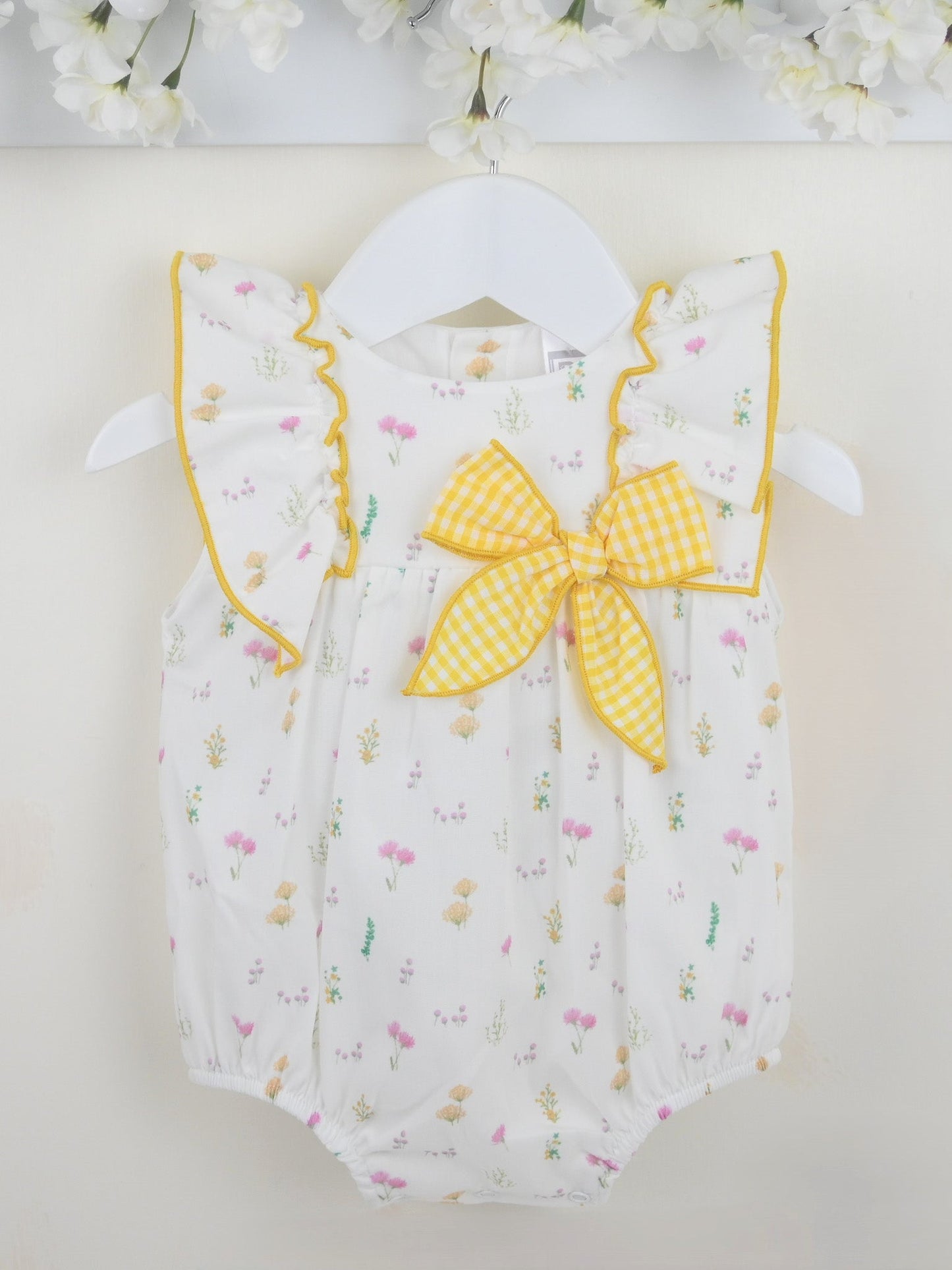 Pex 'June' lemon frill detail romper - Rose & Albert