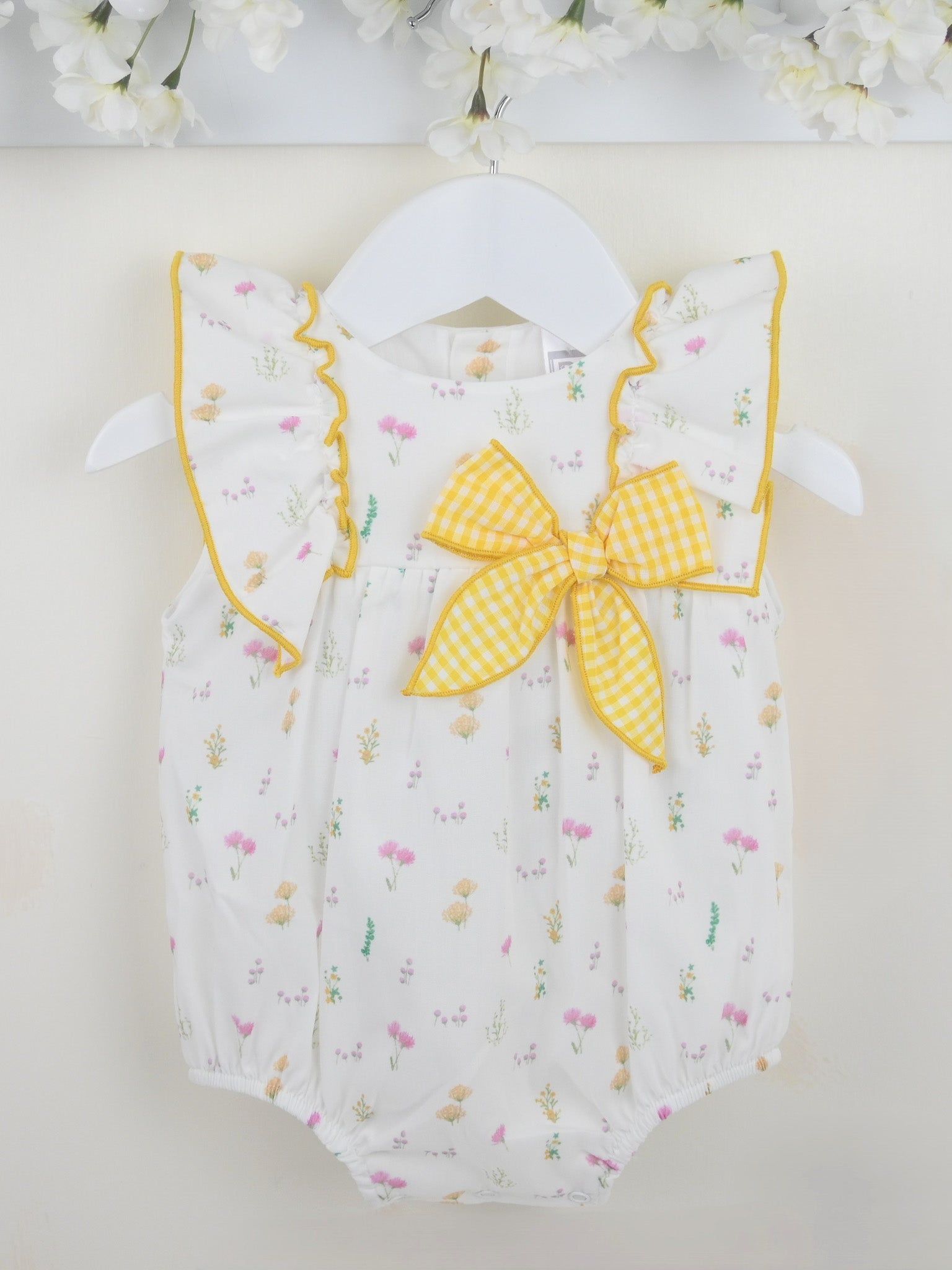 Pex 'June' lemon frill detail romper - Rose & Albert