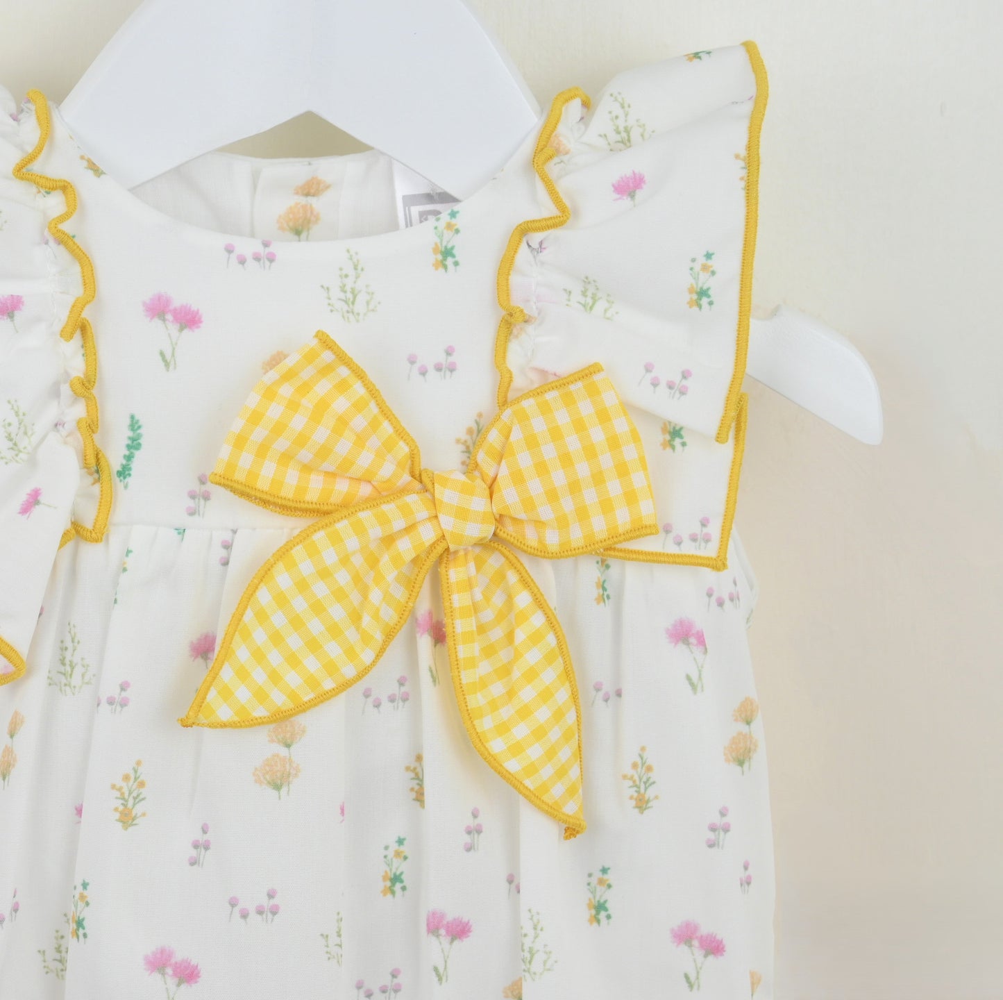 Pex 'June' lemon frill detail romper - Rose & Albert