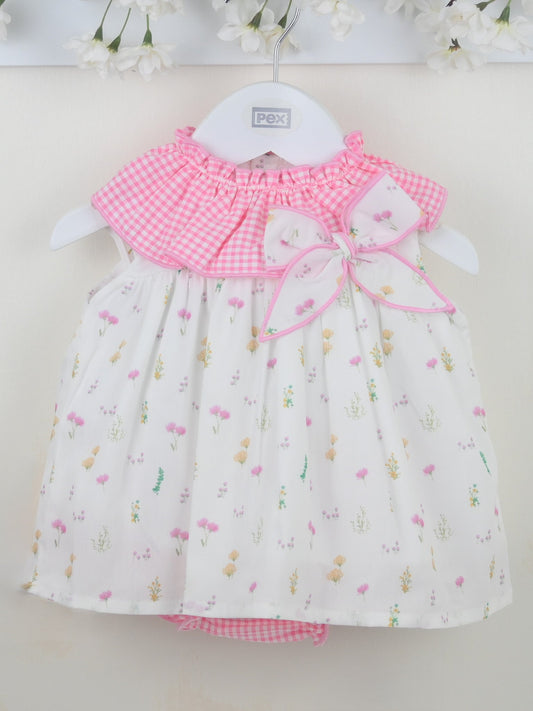 Pex 'June' pink Frill detail dress and knicker set - Rose & Albert