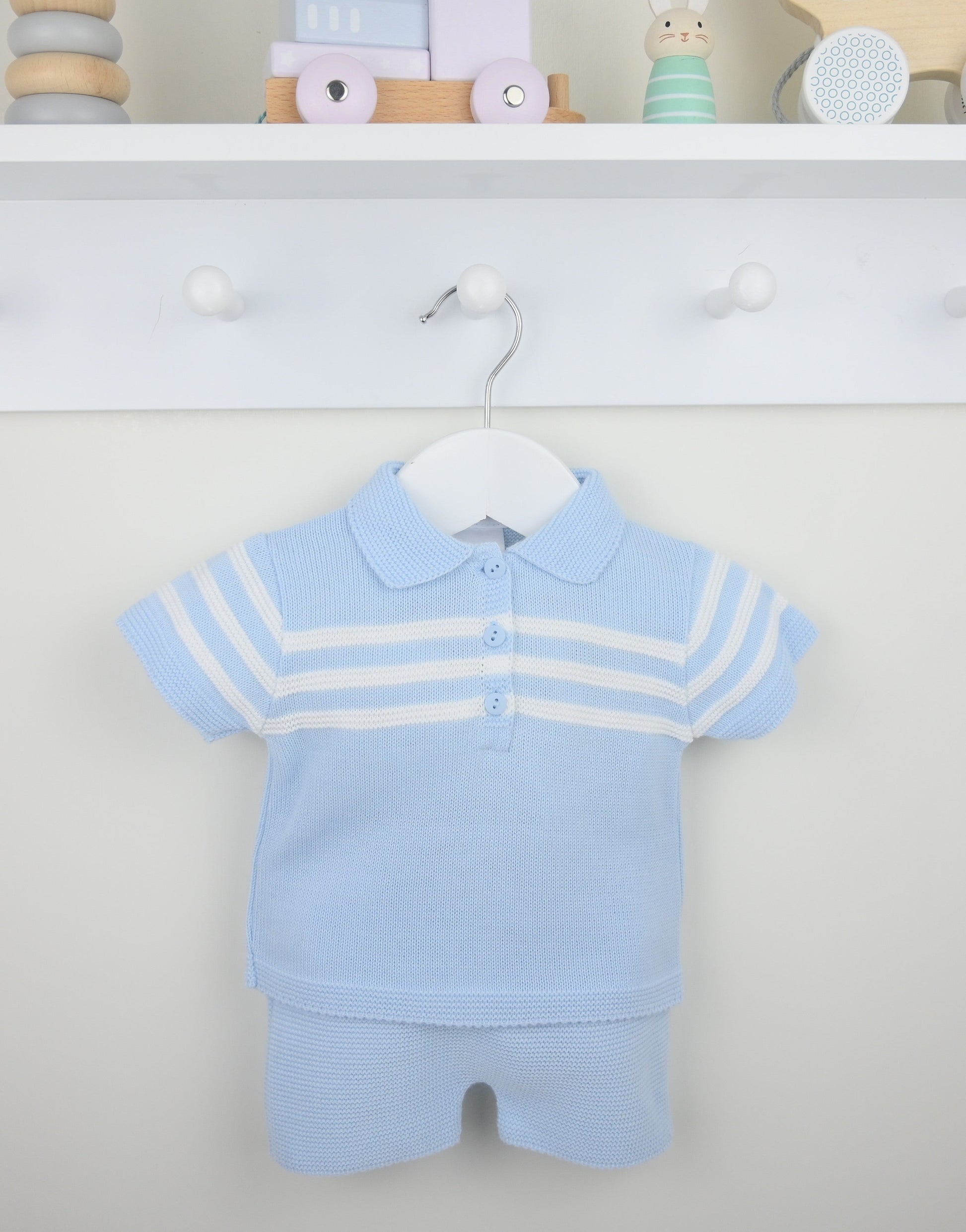 Pex Mateo Blue Knitted Short Suit - Rose & Albert