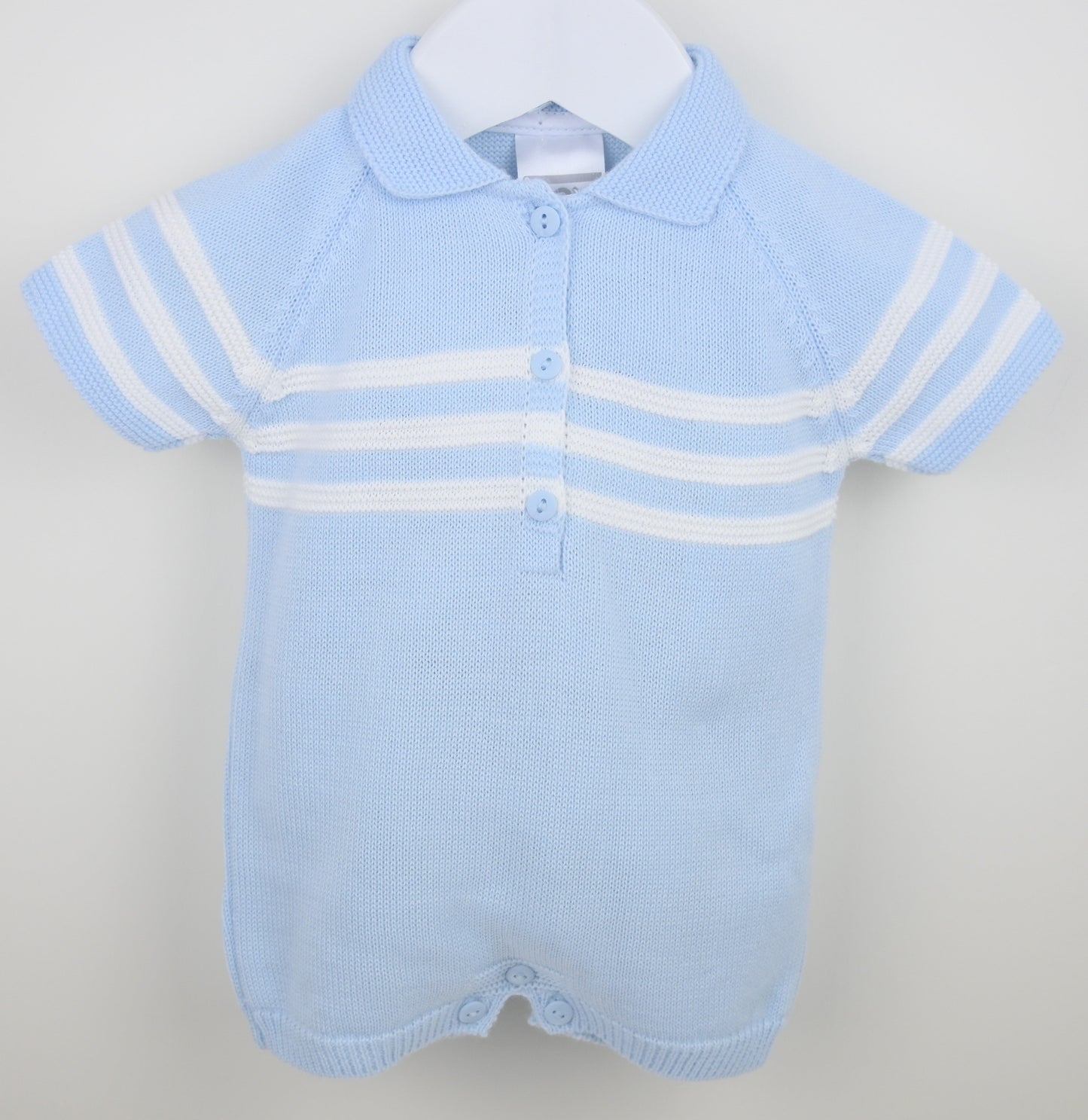 Pex Mateo Blue Knitted Romper - Rose & Albert