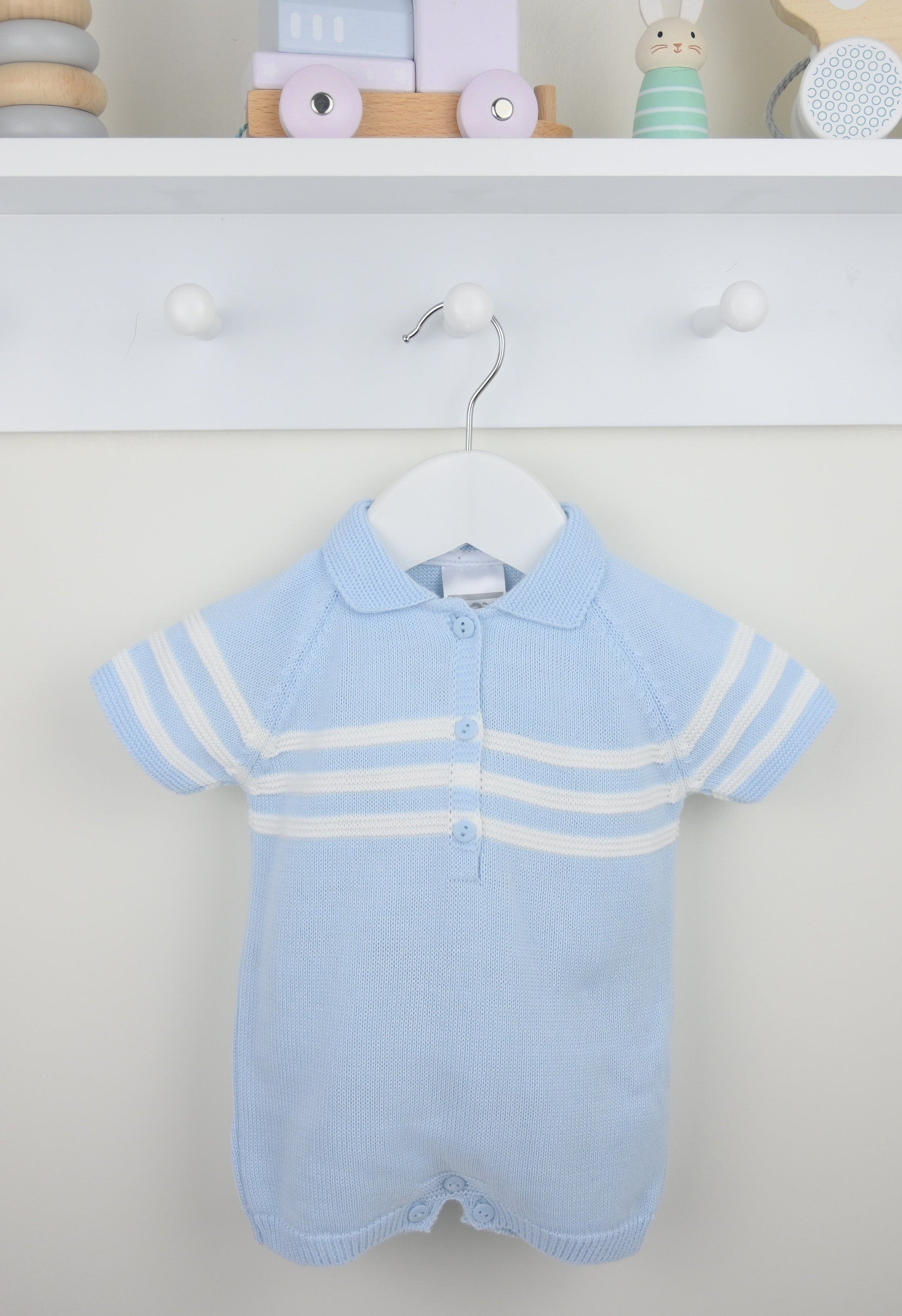 Pex Mateo Blue Knitted Romper - Rose & Albert