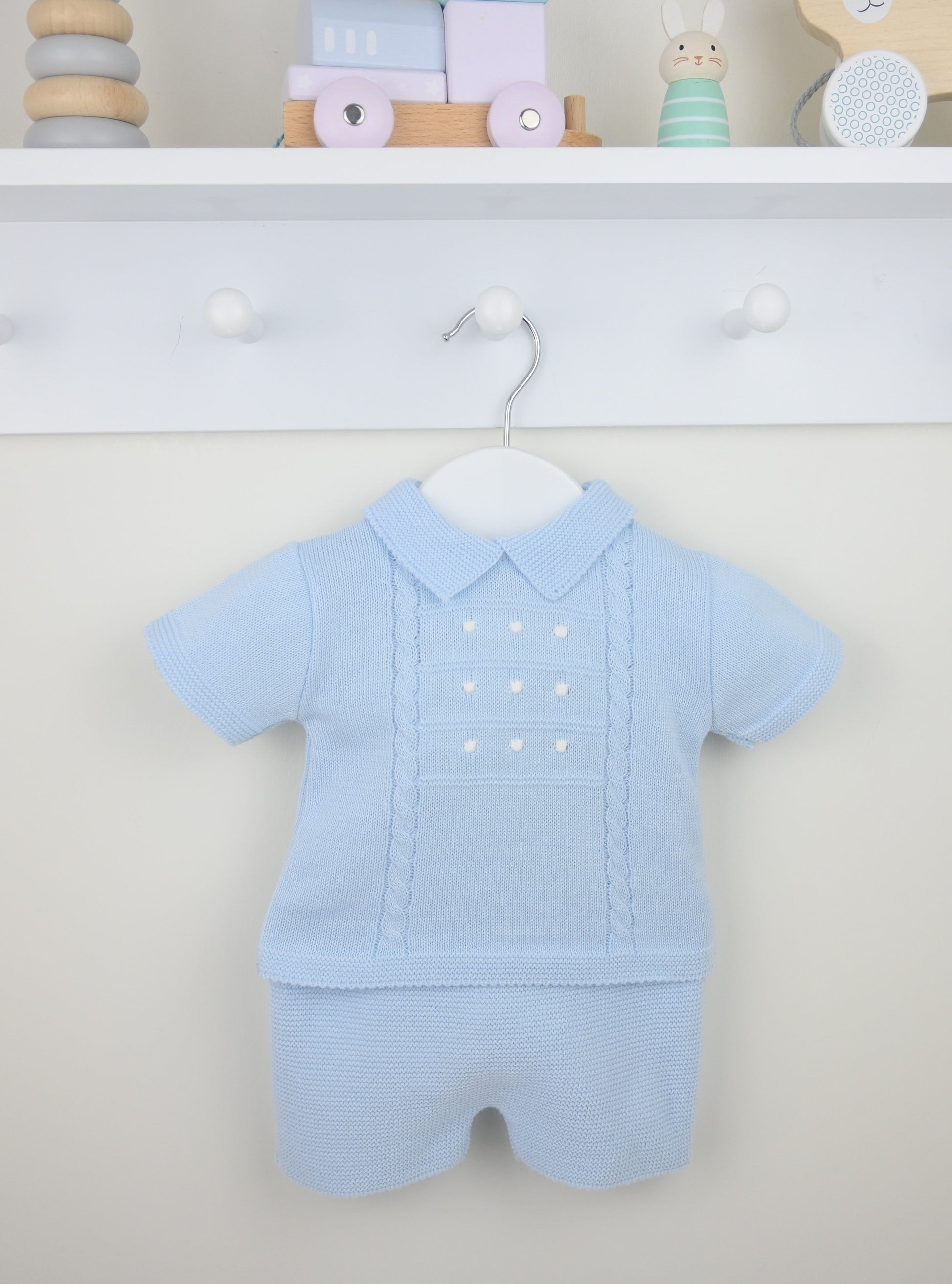 Pex Thomas Blue Knitted Short Suit - Rose & Albert