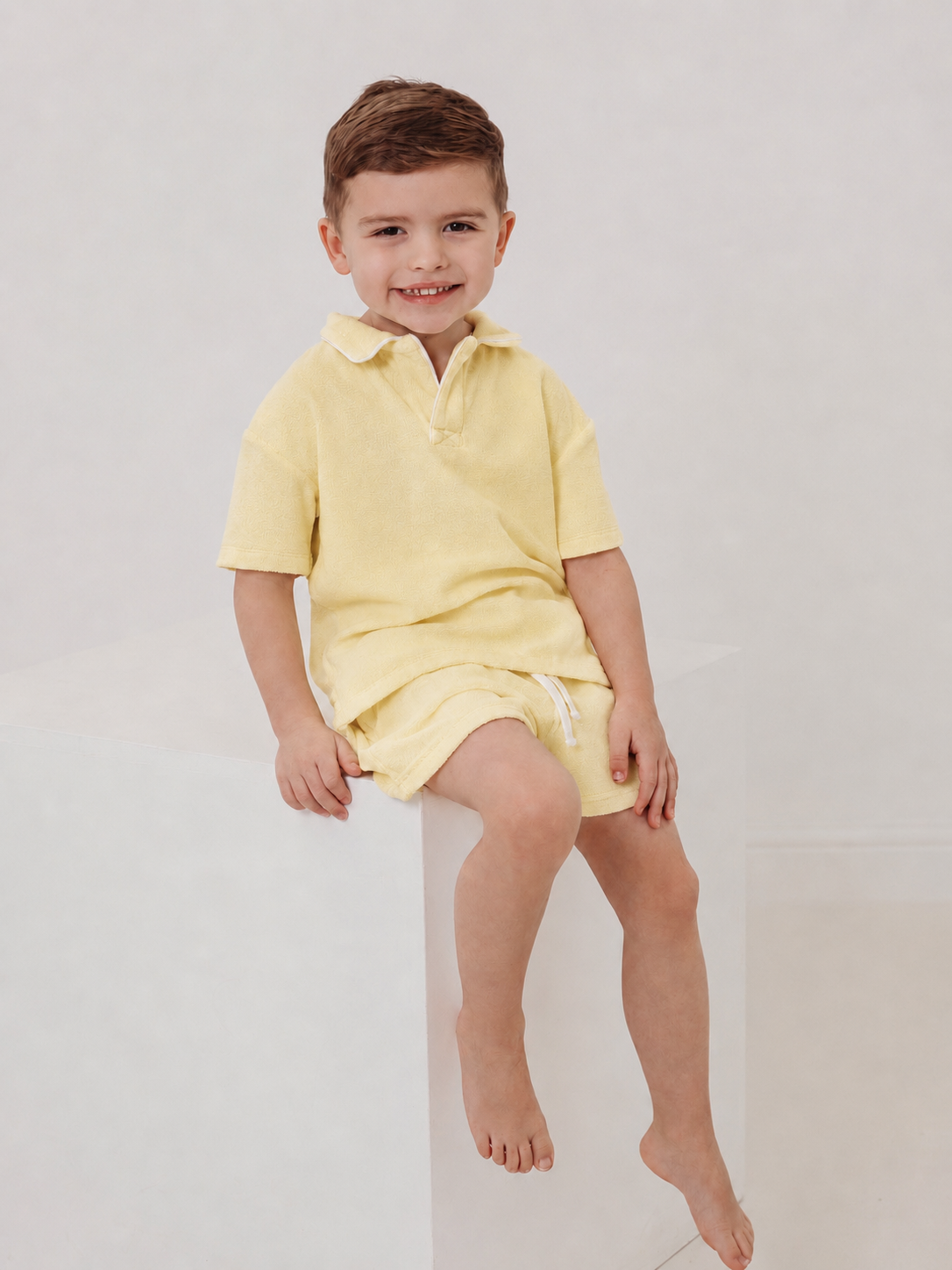 'Sidney' unisex lemon towelling short set - Rose & Albert
