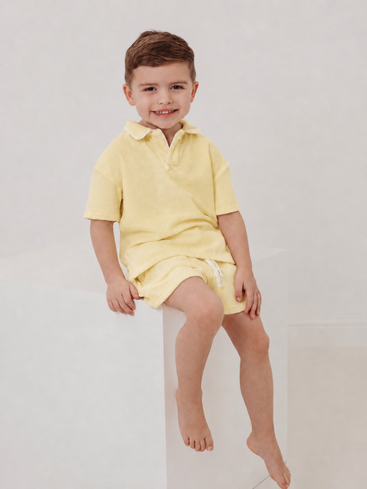 'Sidney' unisex lemon towelling short set - Rose & Albert