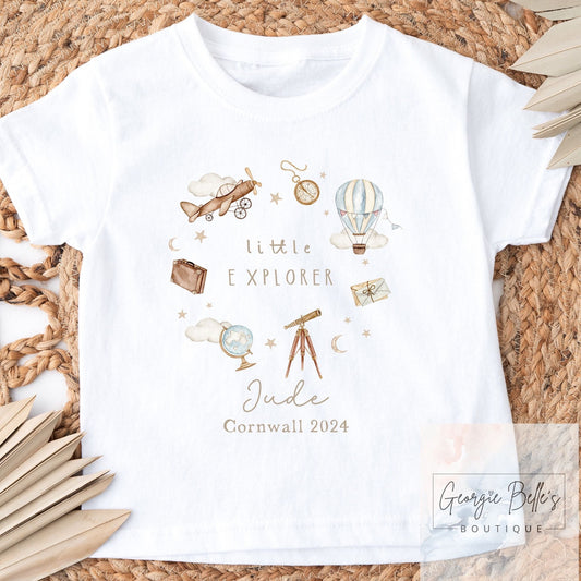 Personalised Little Explorer Destination Holiday T-Shirt