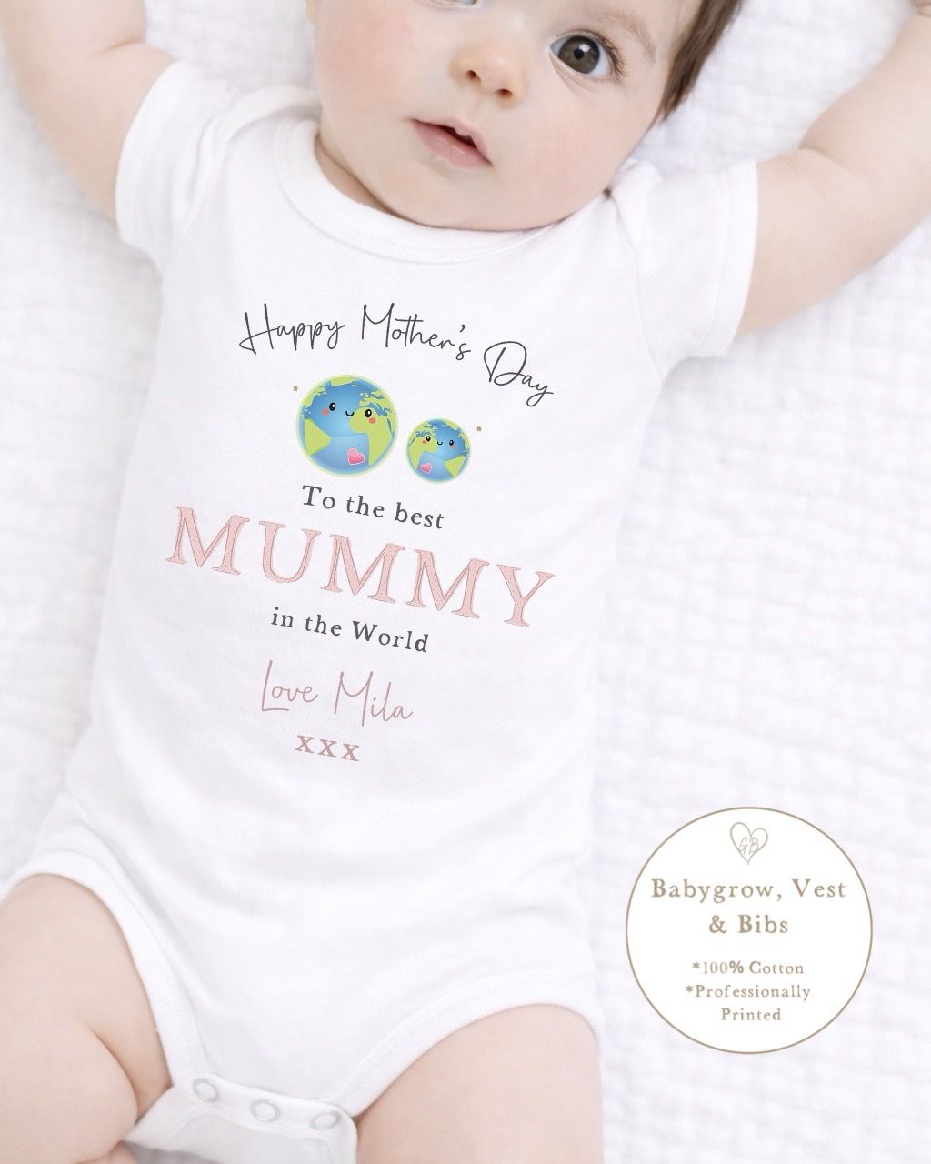 Personalised My First Mother's Day Babygrow / Short Sleeve Vest - Pink World Design