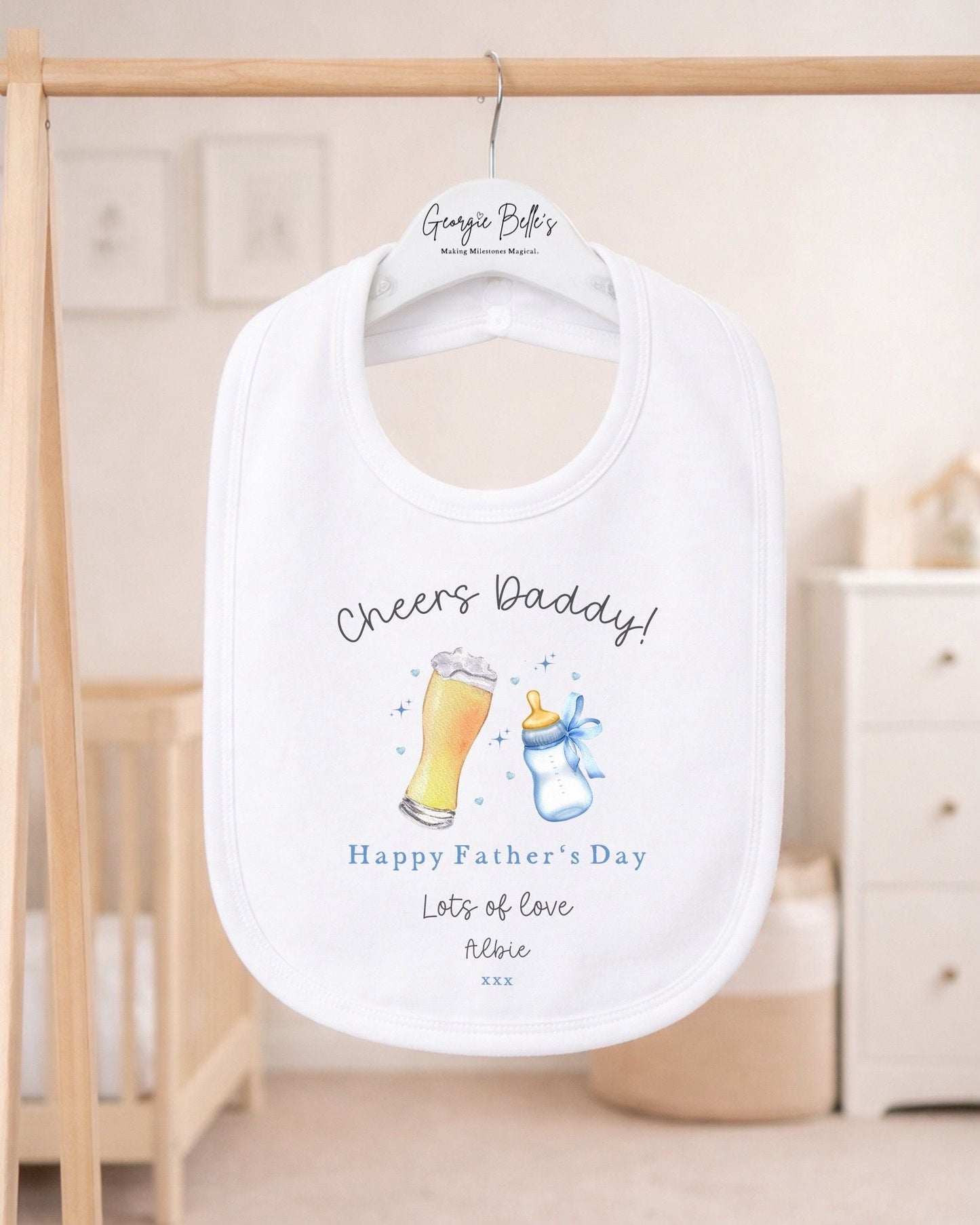 Personalised Happy Father's Day Baby Vest / Babygrow - Cheers Daddy Blue Design