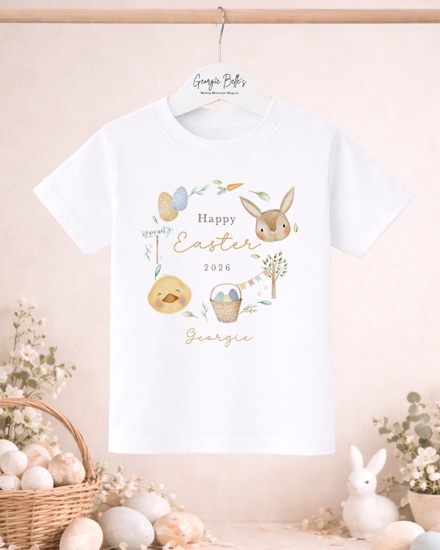 Personalised Easter T-Shirt - Easter Wreath Design