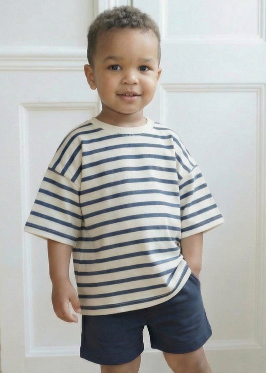 Cotton Oversized Summer Set - Breton Stripe