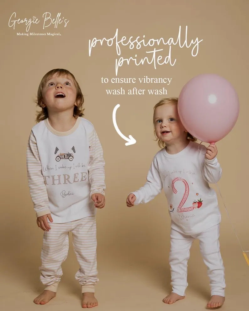 Personalised Pink Stripe Easter Pyjamas - Bunny Wreath Design
