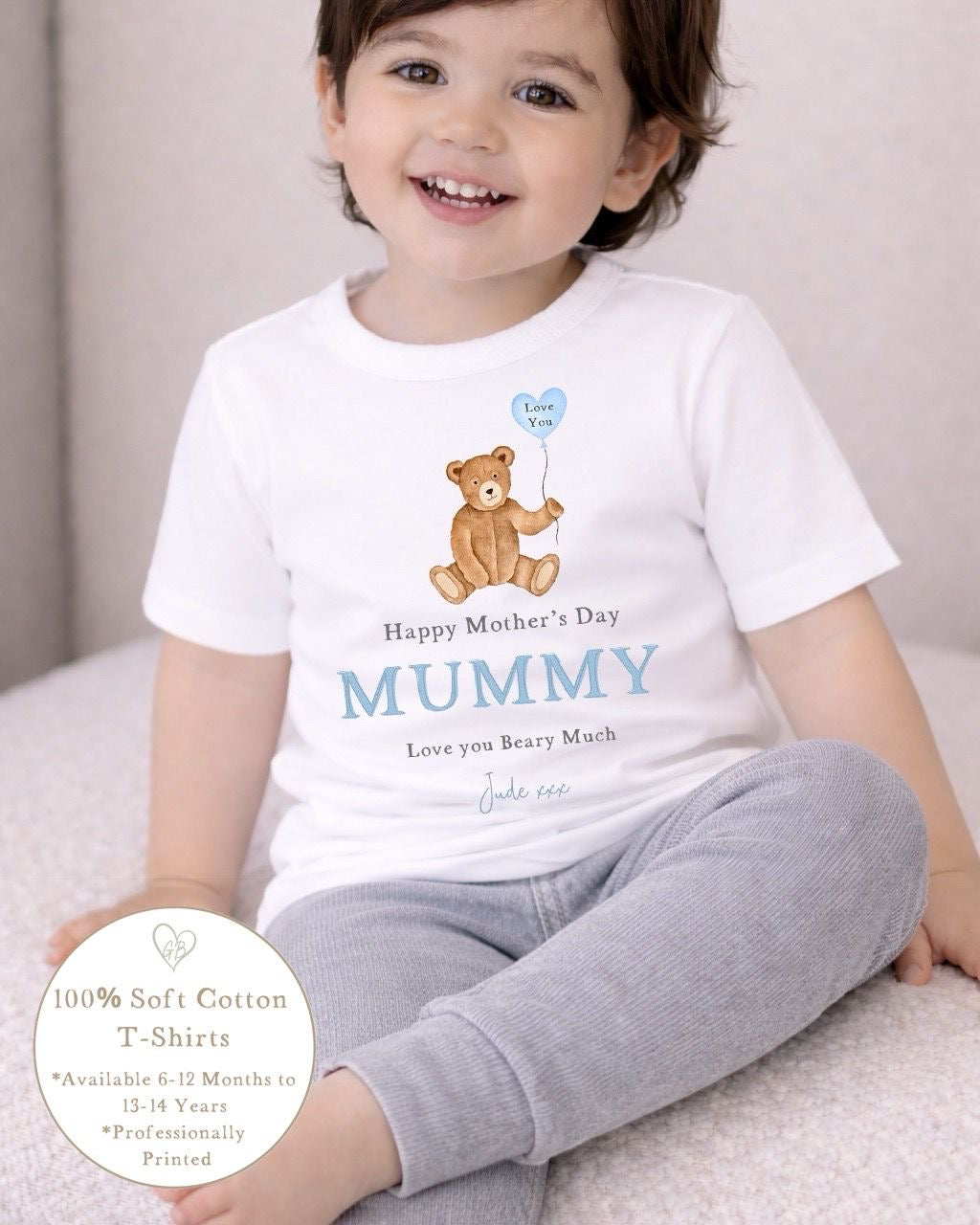 Personalised Mother's Day T-Shirt - Blue Bear Design