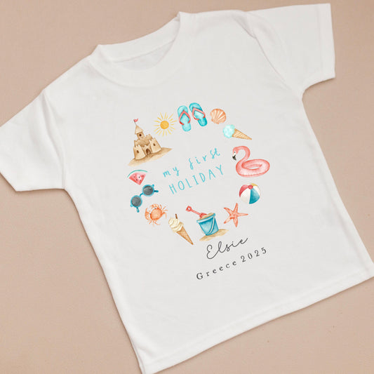 Personalised Holiday T-Shirt - My Very First Holiday Wreath Design