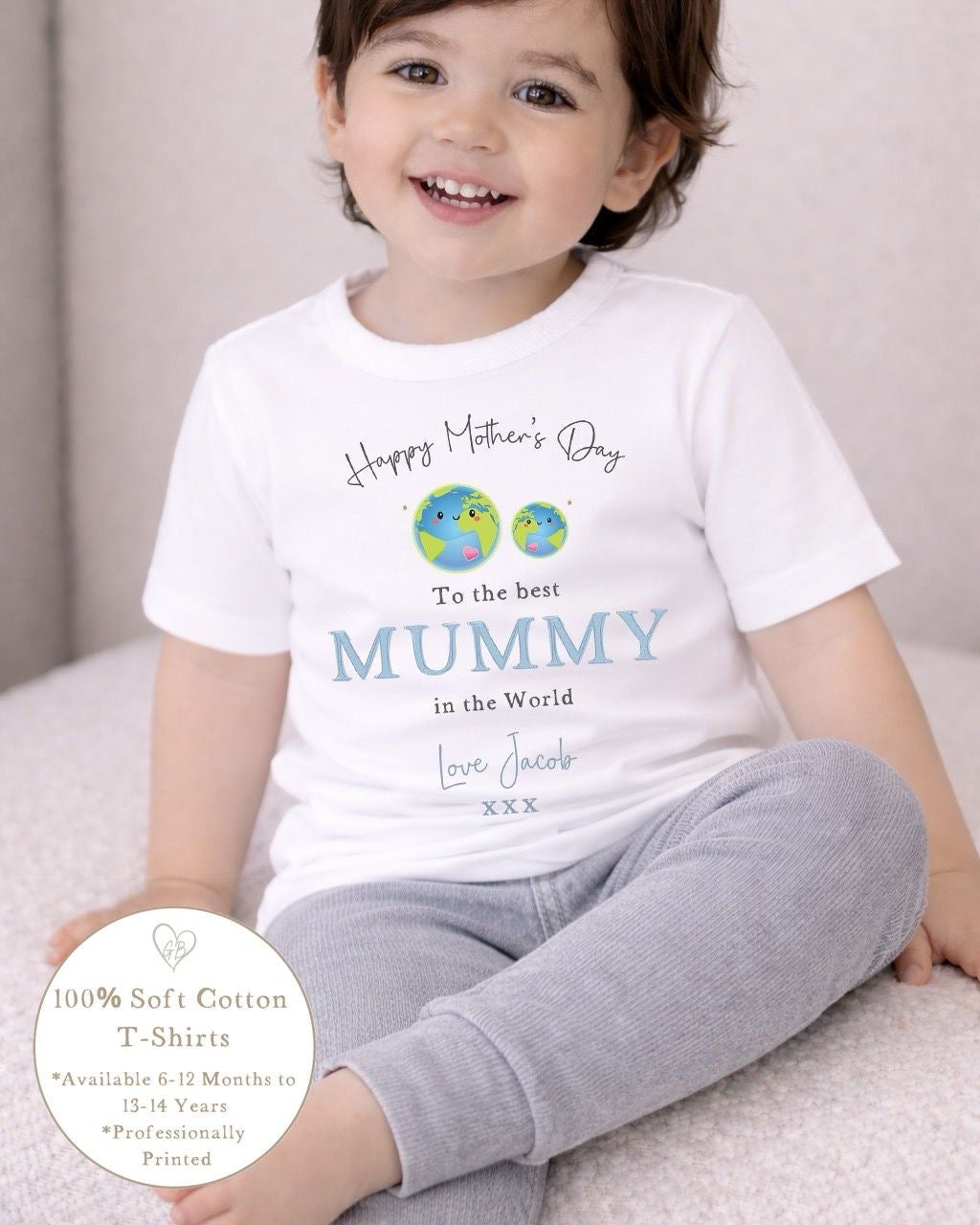 Personalised Mother's Day T-Shirt - Blue World Design