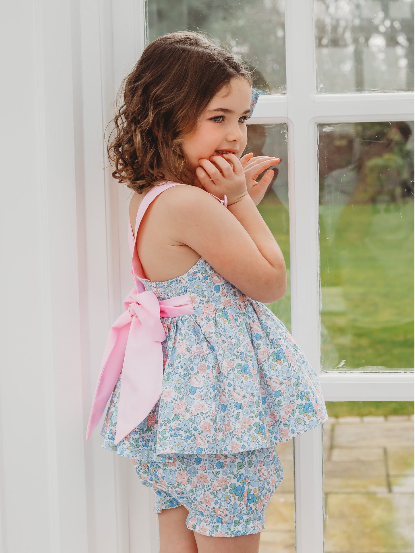 'Betsy' floral bow back bloomer set - Rose & Albert