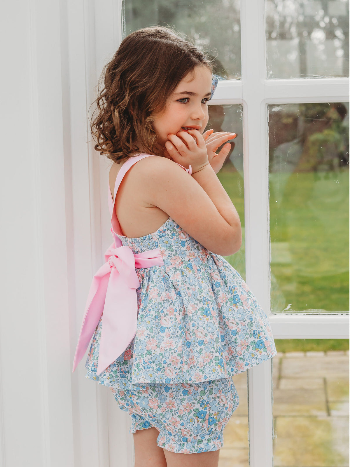 'Betsy' floral bow back bloomer set - Rose & Albert