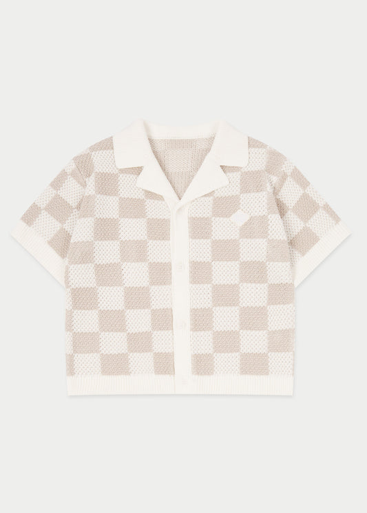 Kids Knitted Checkerboard Shirt
